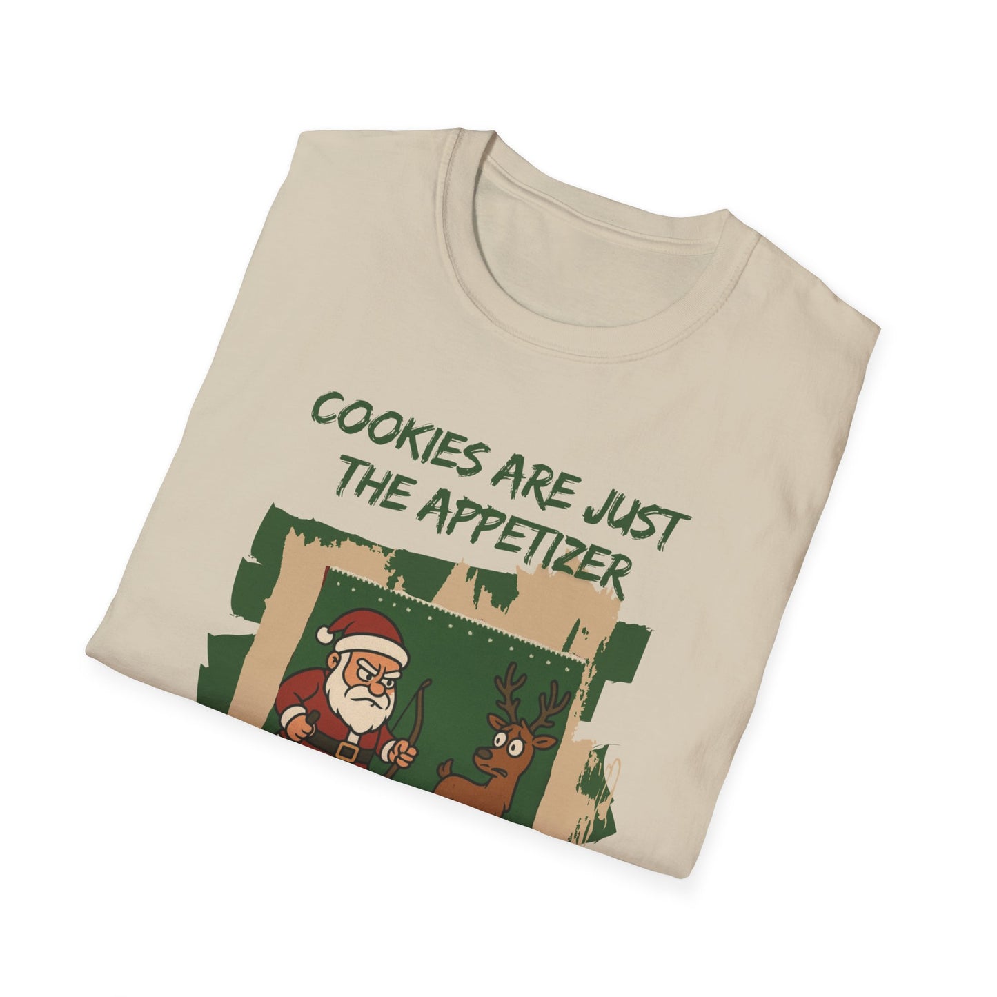 Funny Christmas Unisex T-Shirt - Santa Hunting Reindeer