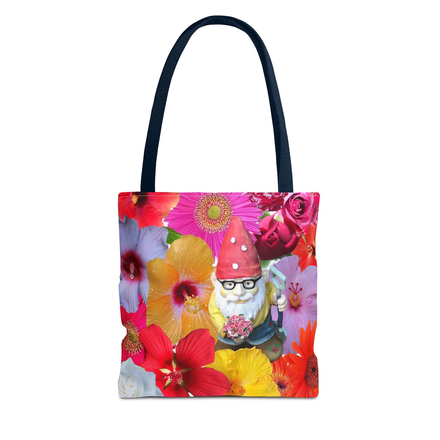 Whimsical Floral Gnome Tote Bag, Colorful Shopping Bag, Garden Lover Gift, Eco-Friendly Tote, Summer Vibes, Unique Birthday Present