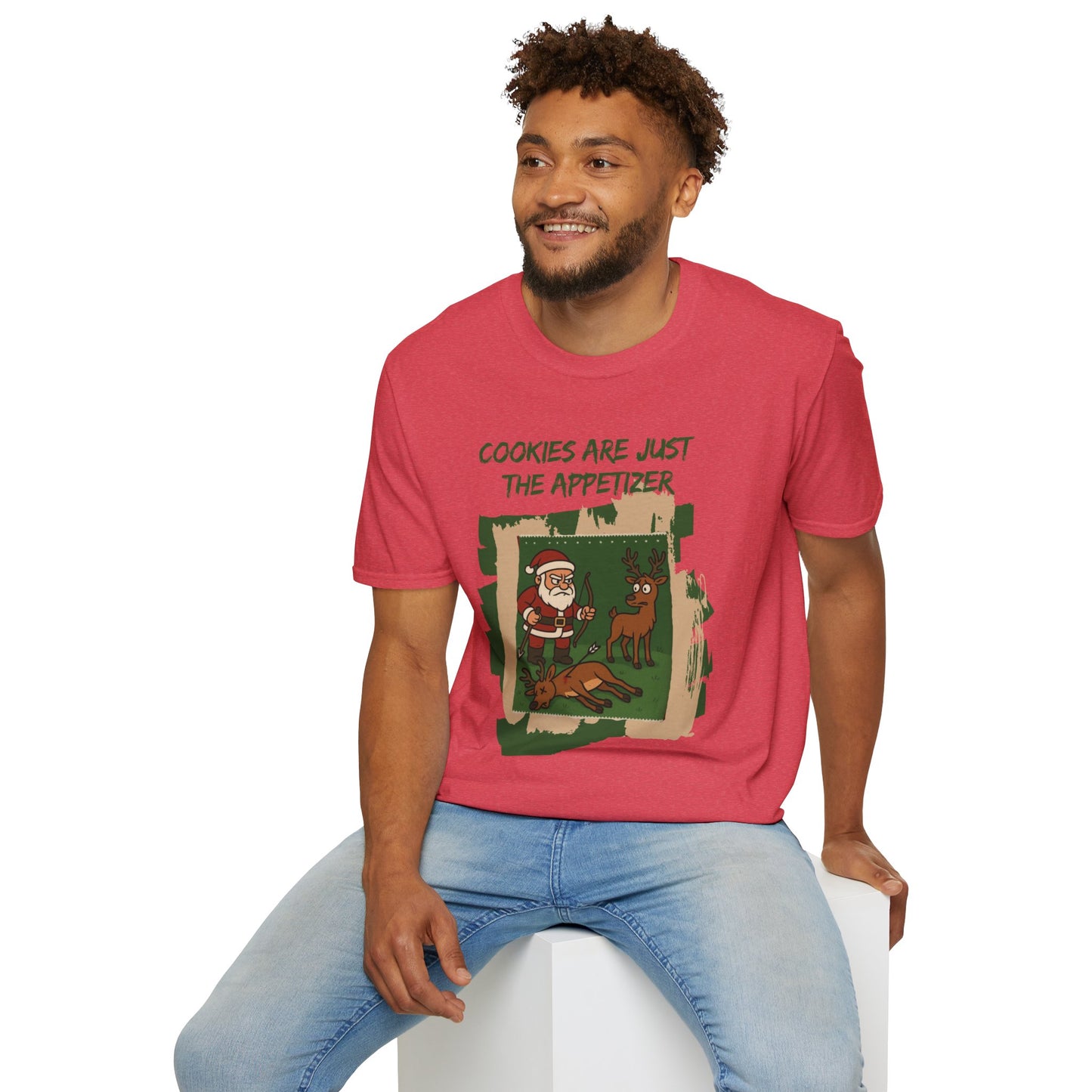 Funny Christmas Unisex T-Shirt - Santa Hunting Reindeer