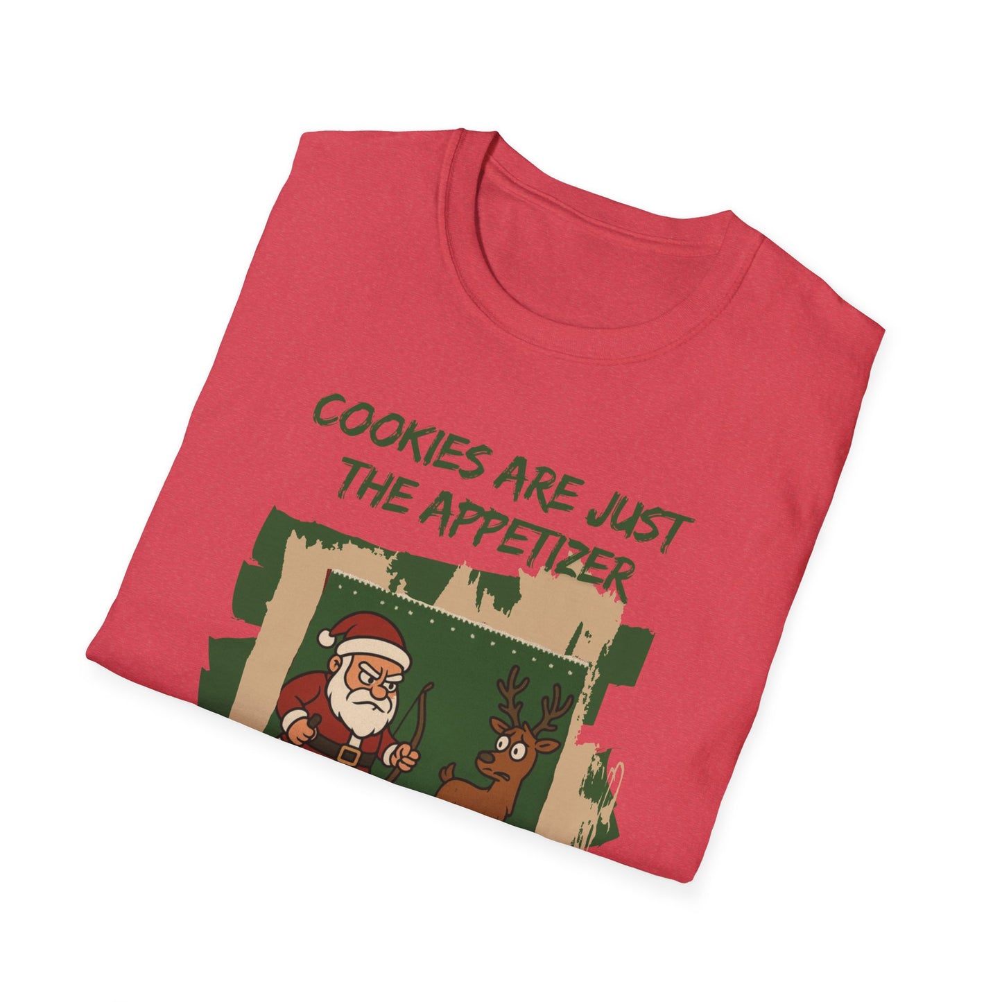 Funny Christmas Unisex T-Shirt - Santa Hunting Reindeer