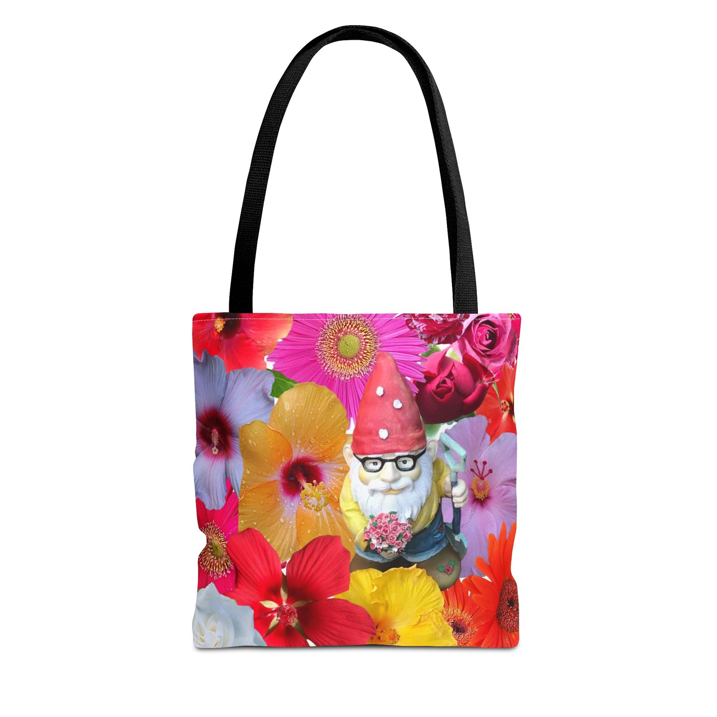 Whimsical Floral Gnome Tote Bag, Colorful Shopping Bag, Garden Lover Gift, Eco-Friendly Tote, Summer Vibes, Unique Birthday Present