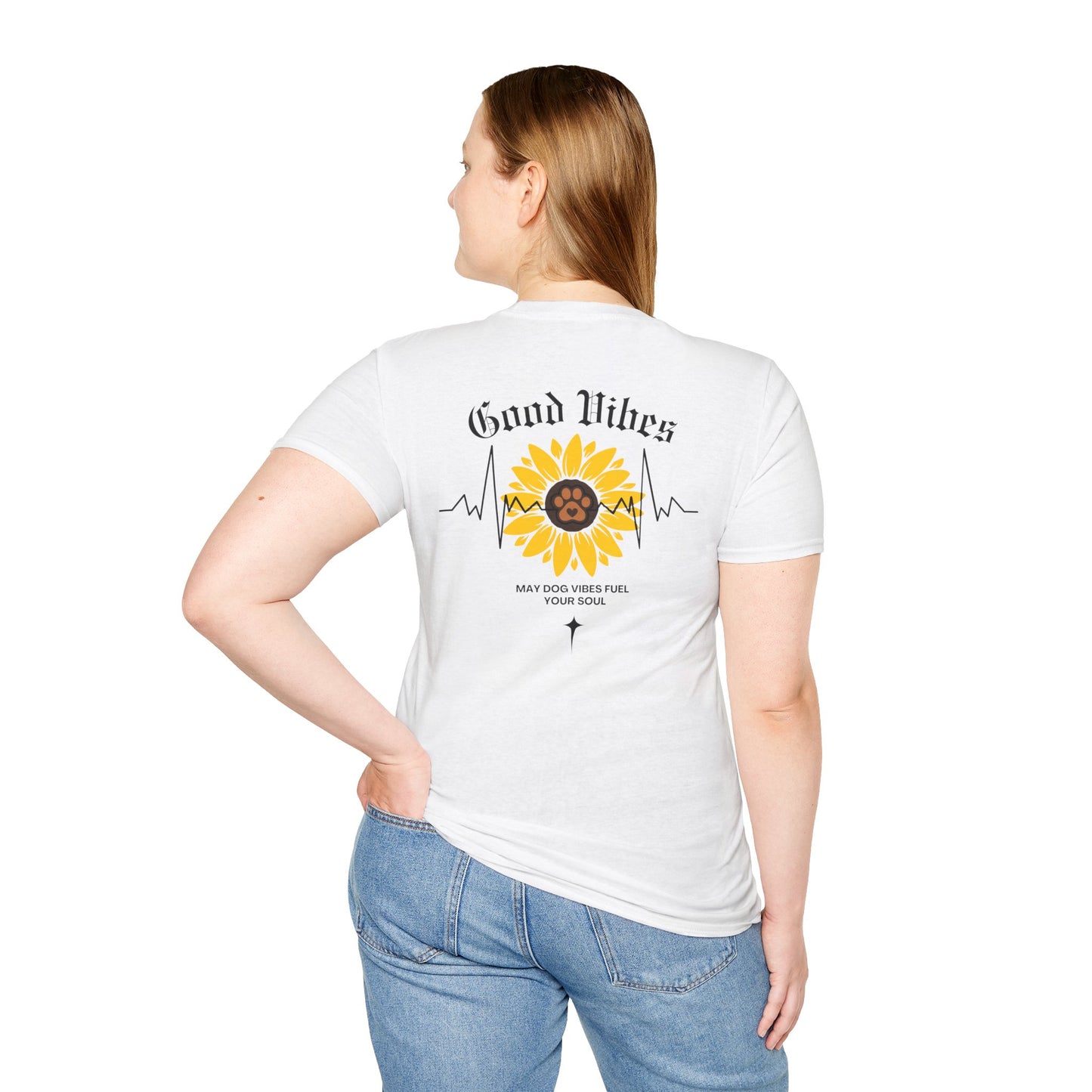 Sunflower Paw Print Good Vibes Unisex T-Shirt