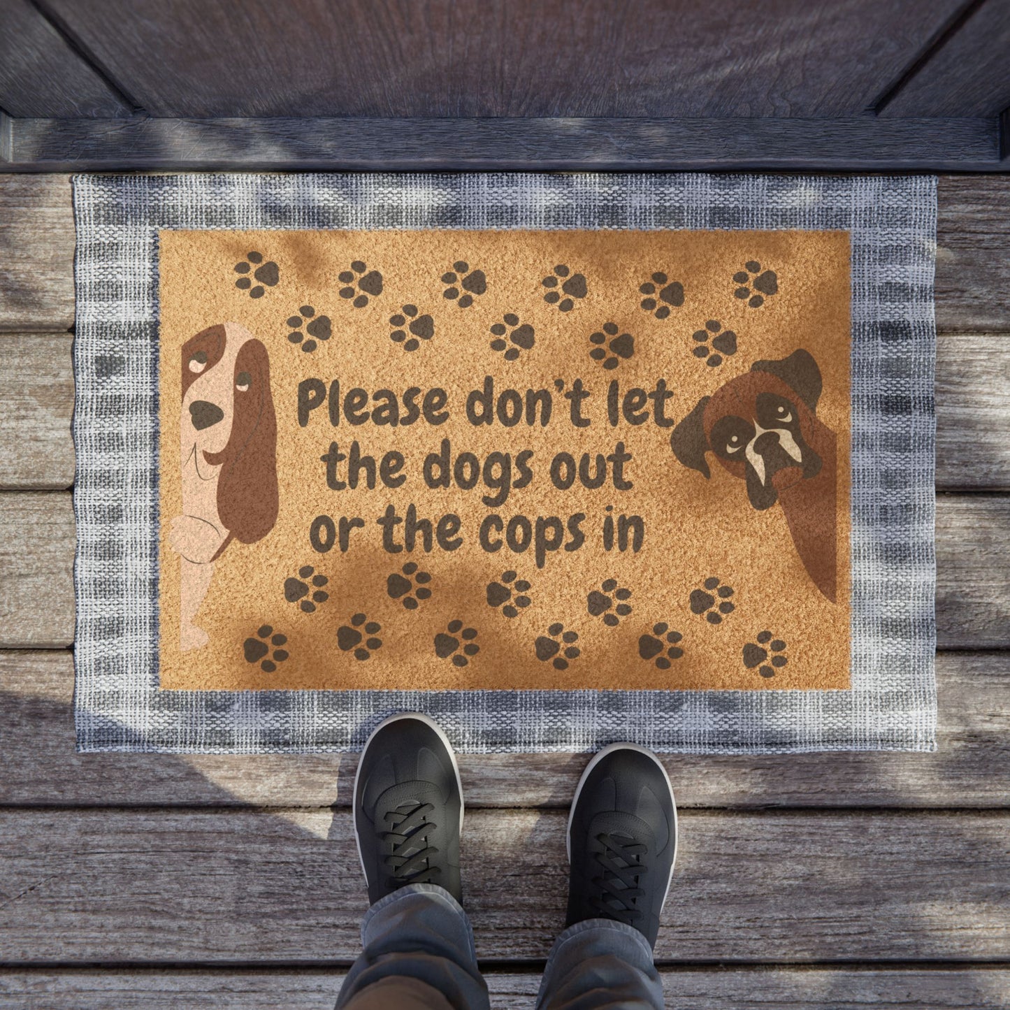 Funny Pet Doormat - "Please Don’t Let The Dogs Out" Home Entrance Mat, Dog Lover Gift, Cute Paw Print Welcome Rug, Pet Friendly Decor, [...]