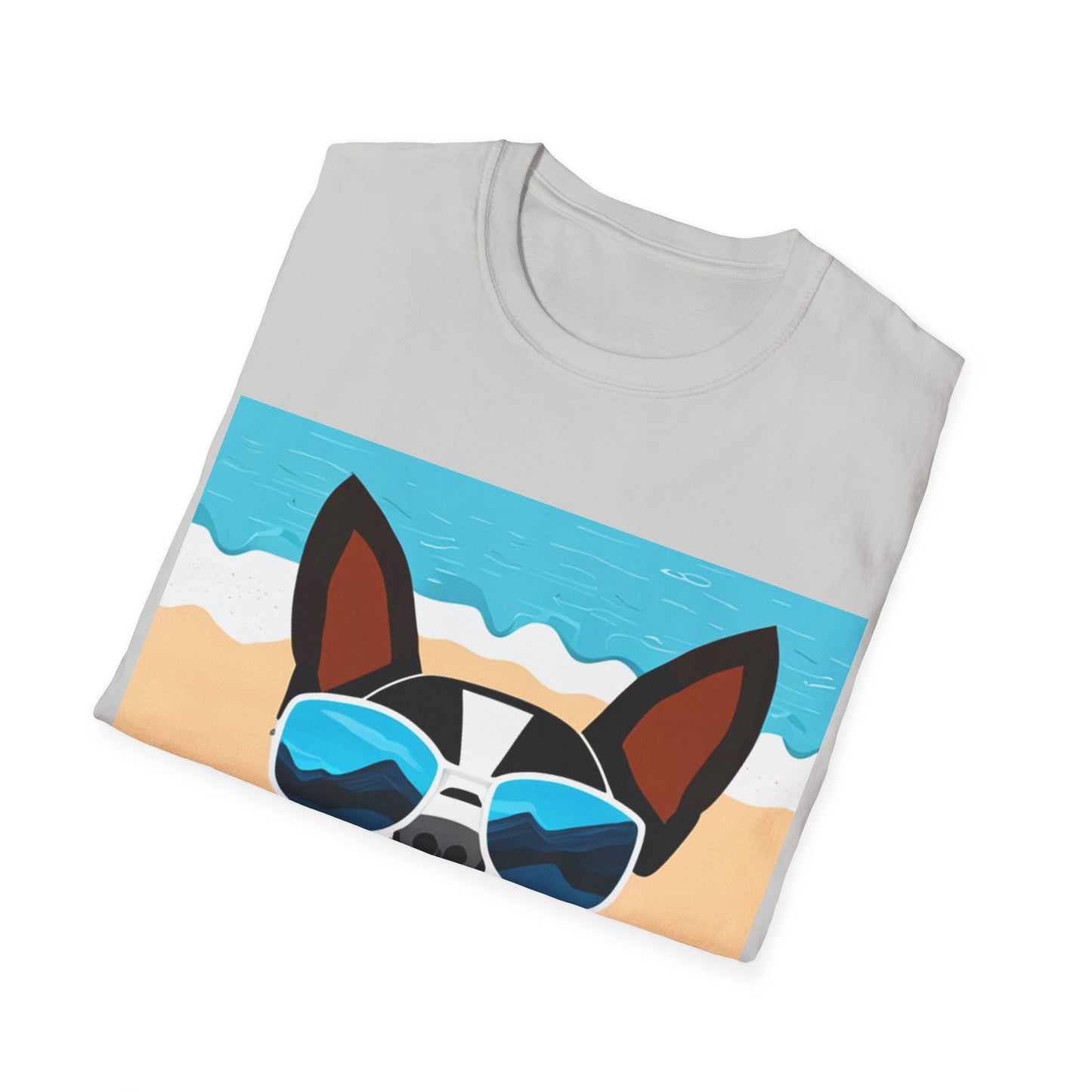 Dog Beach Unisex T-Shirt - Cute Boston Terrier Design