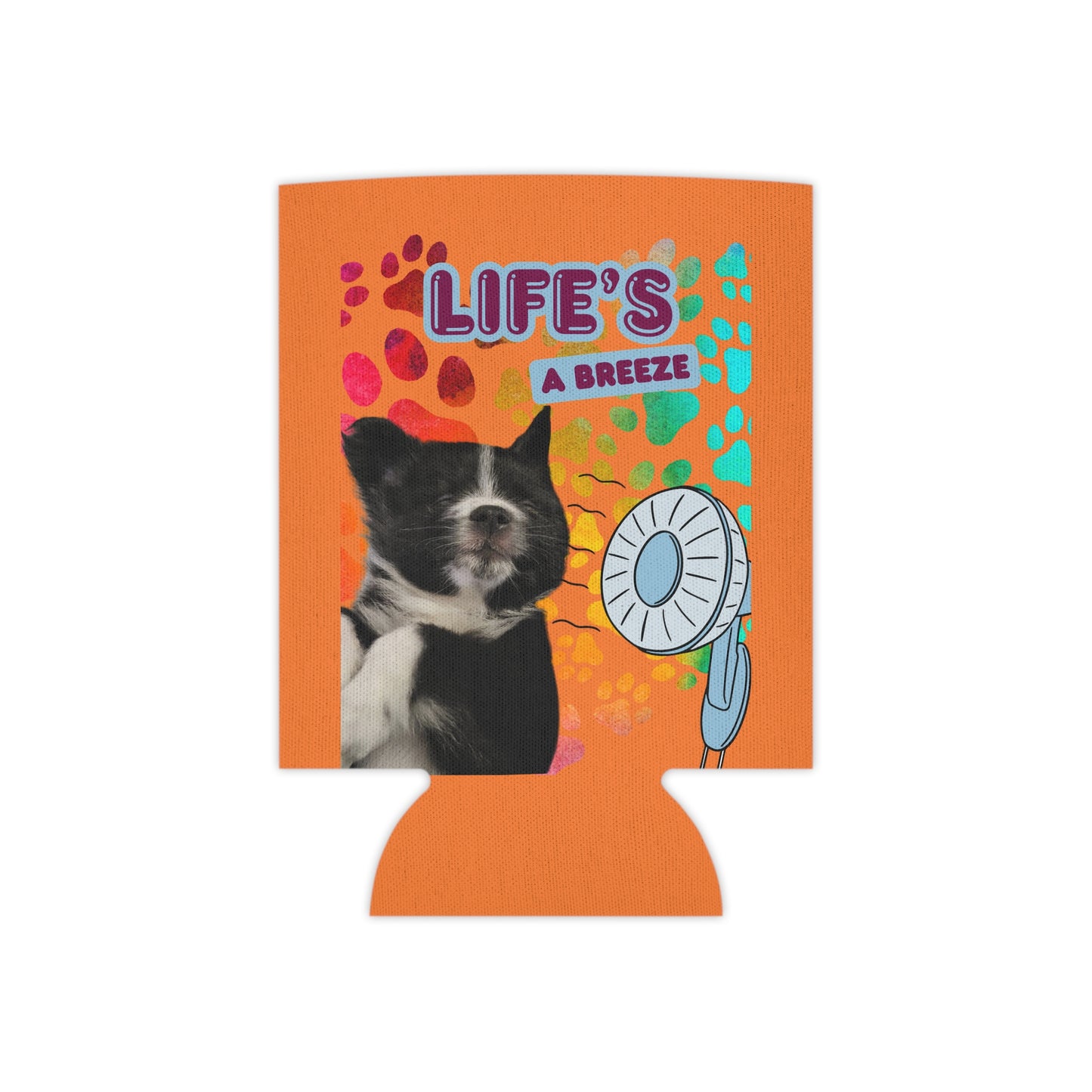 Life's a breeze with this fun Pet Photo Can Cooler, Dog Lover Gift, Colorful Beverage Holder, BBQ Accessory, Summer Party Favor