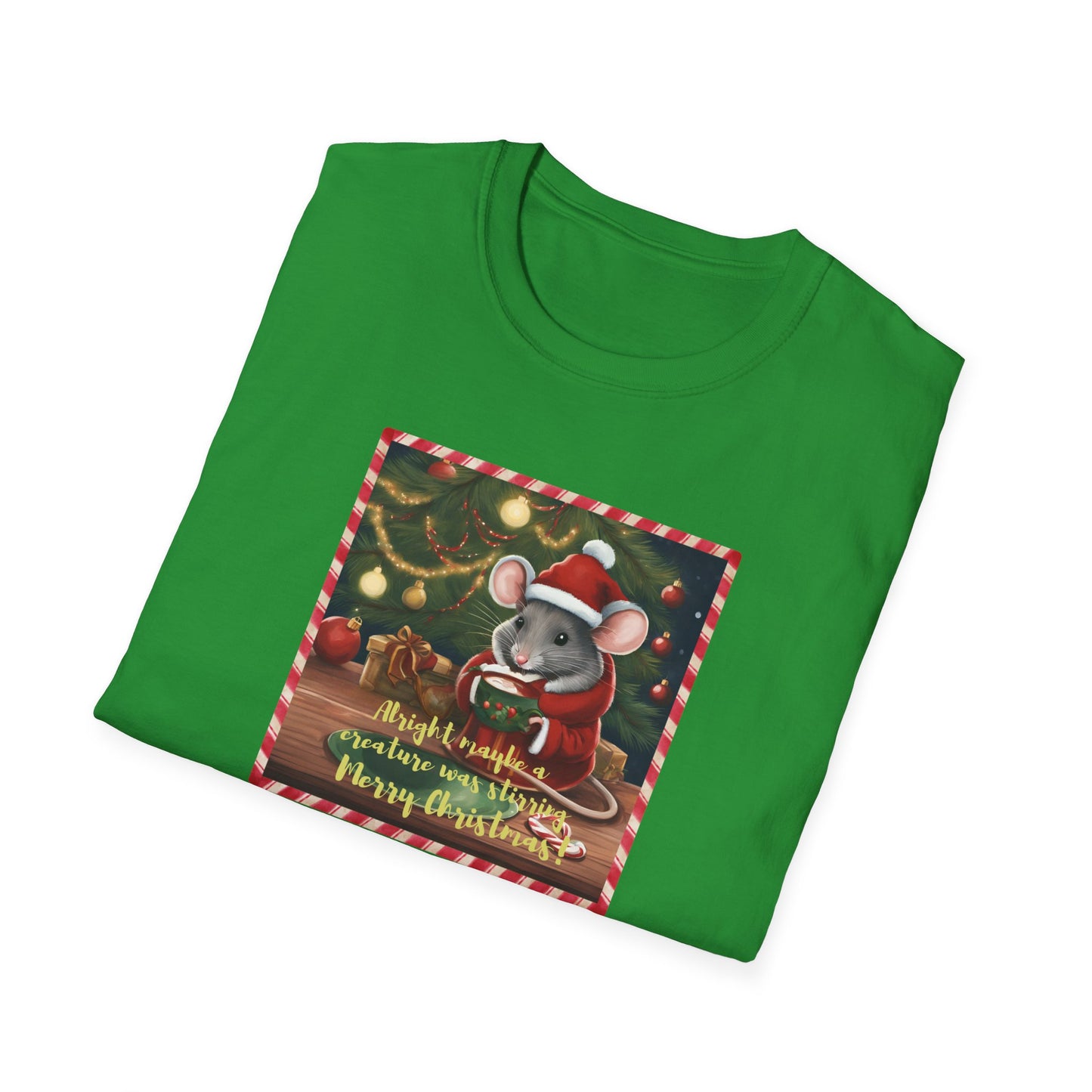 Christmas Mouse Unisex T-Shirt - Not a Creature Was Stirring Design