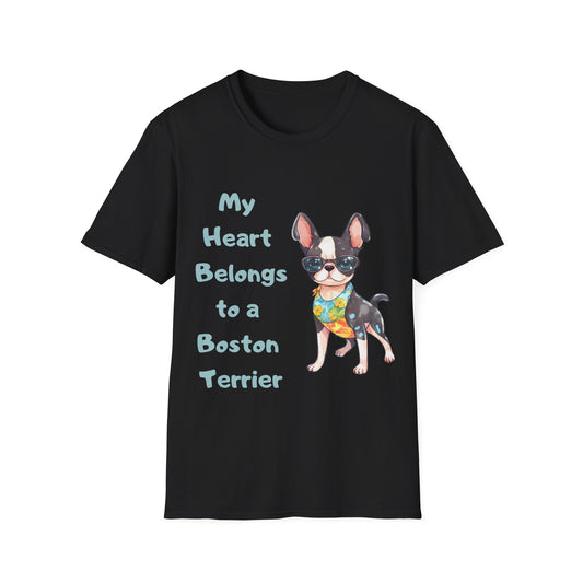 Boston Terrier Unisex T-Shirt - My Heart Belongs to a Boston Terrier
