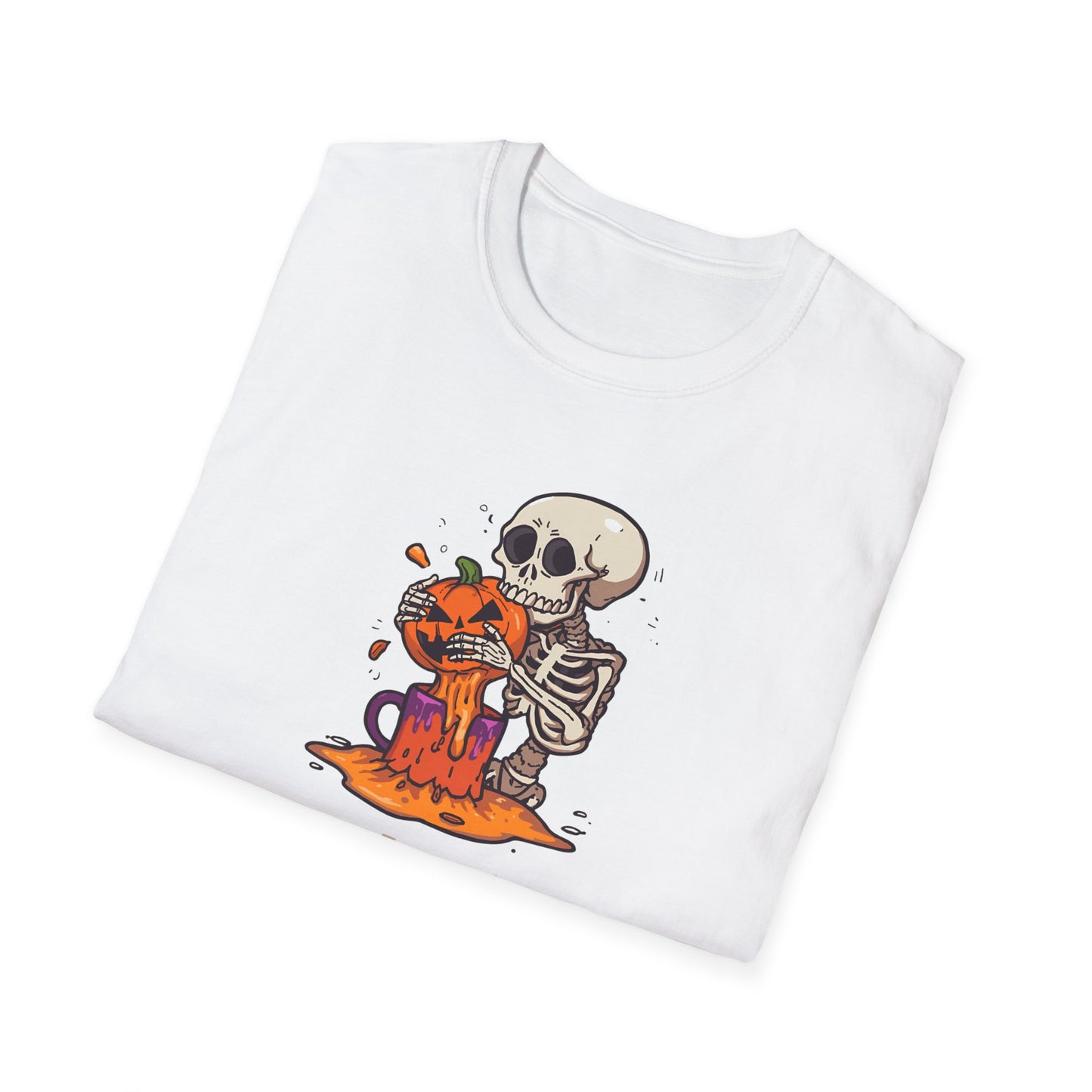 Funny Halloween Skeleton Pumpkin Spice Lover Unisex Softstyle Tee Shirt, Tee, Tshirt, Halloween Shirt, Pumpkin Spice,