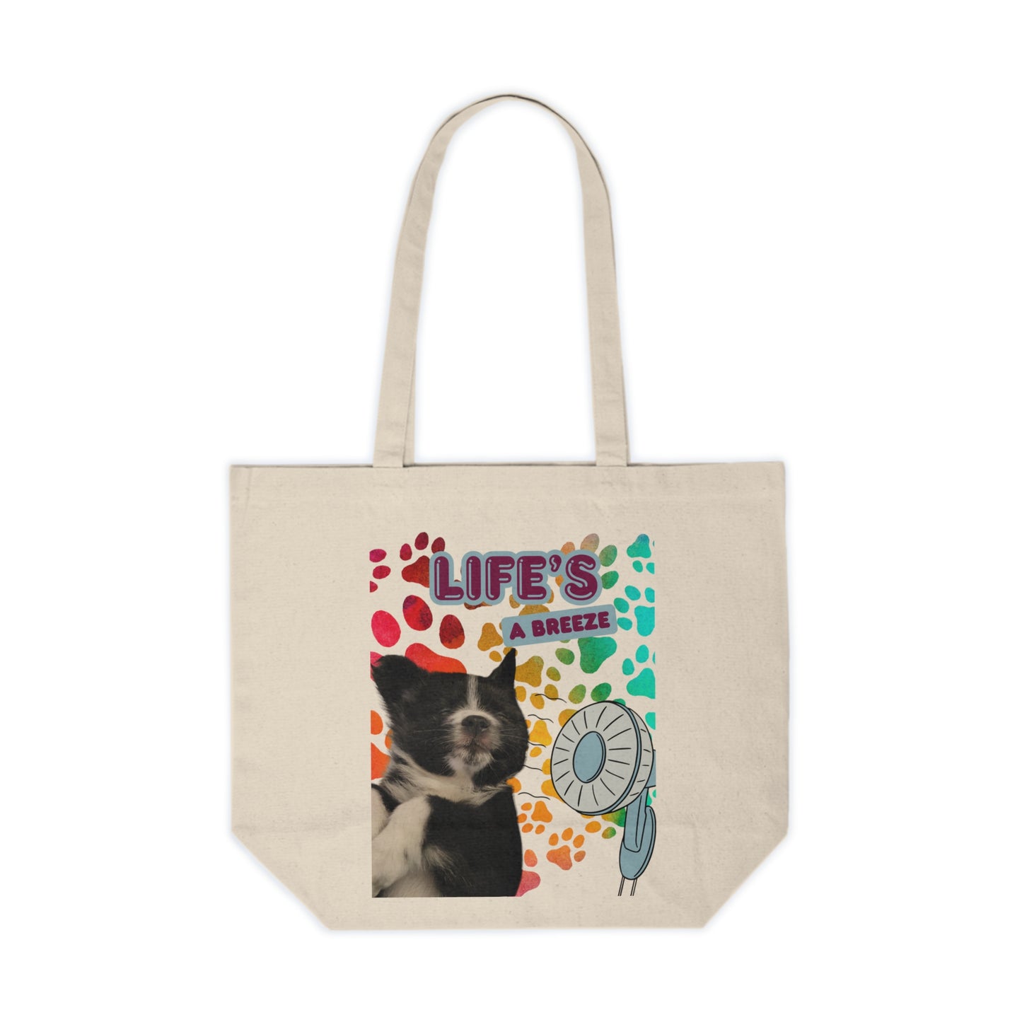 Life's a Breeze Canvas Shopping Tote, Cute Pet Bag, Eco-Friendly Grocery Tote, Fun Beach Bag, Dog Lover Gift Idea