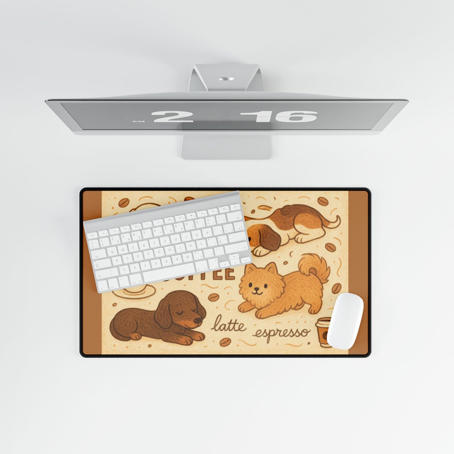 Desk Mat - Cozy Coffee Pup Reminder