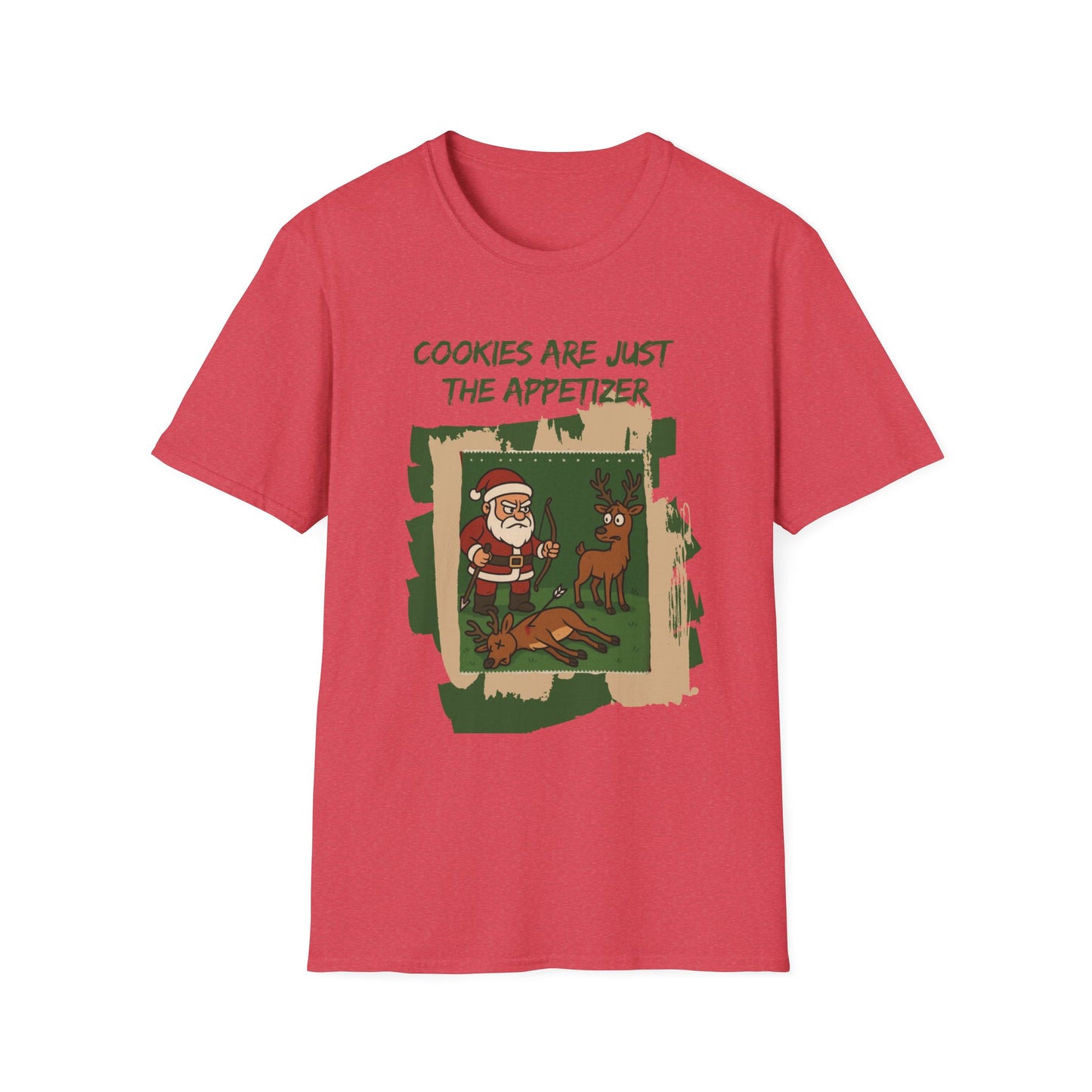 Funny Christmas Unisex T-Shirt - Santa Hunting Reindeer