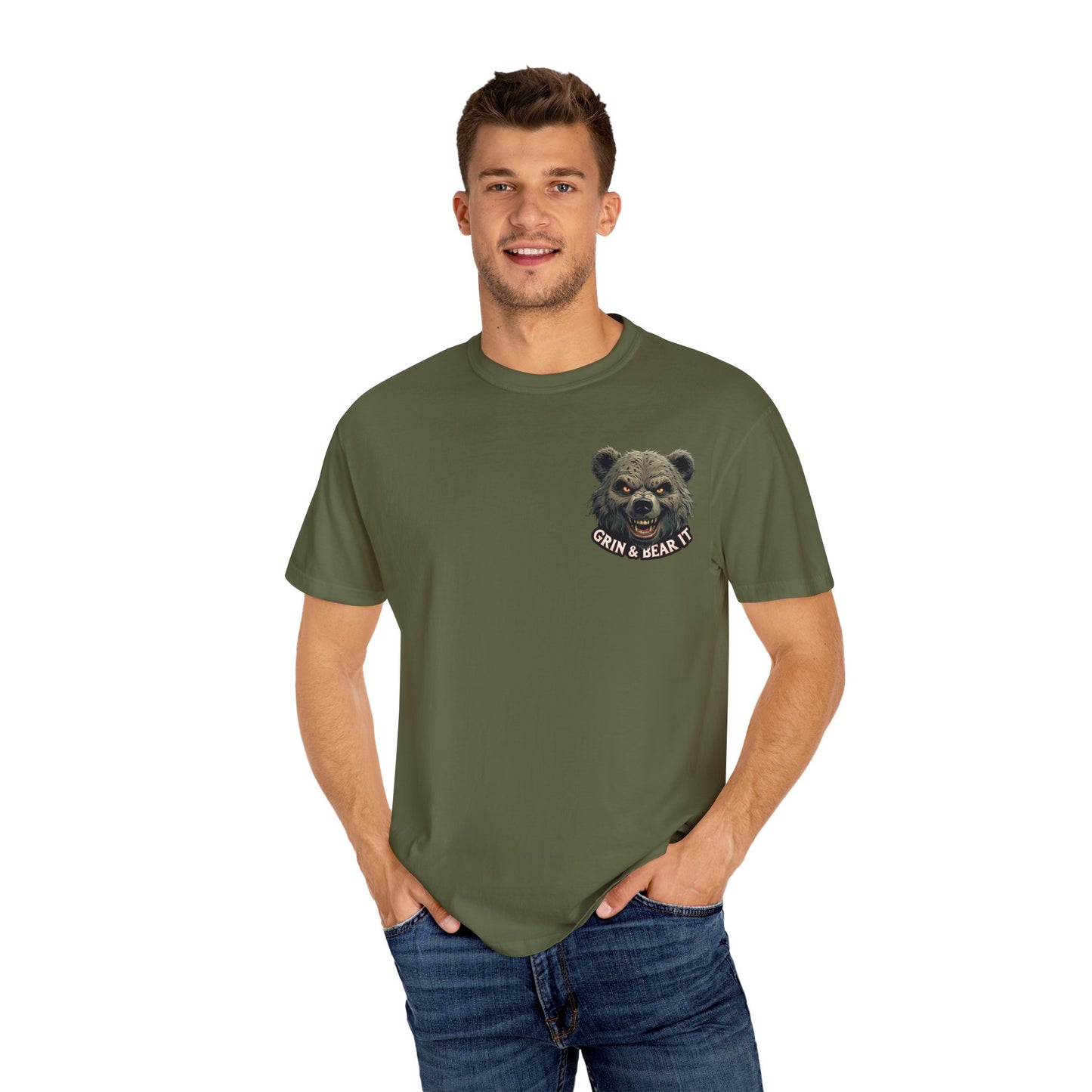 Climate Change Satirical Grin and Bear It T-shirt, Toxic Grinning Bear Tee, Environmental Disaster Shirt, Activist Conservation Apparel