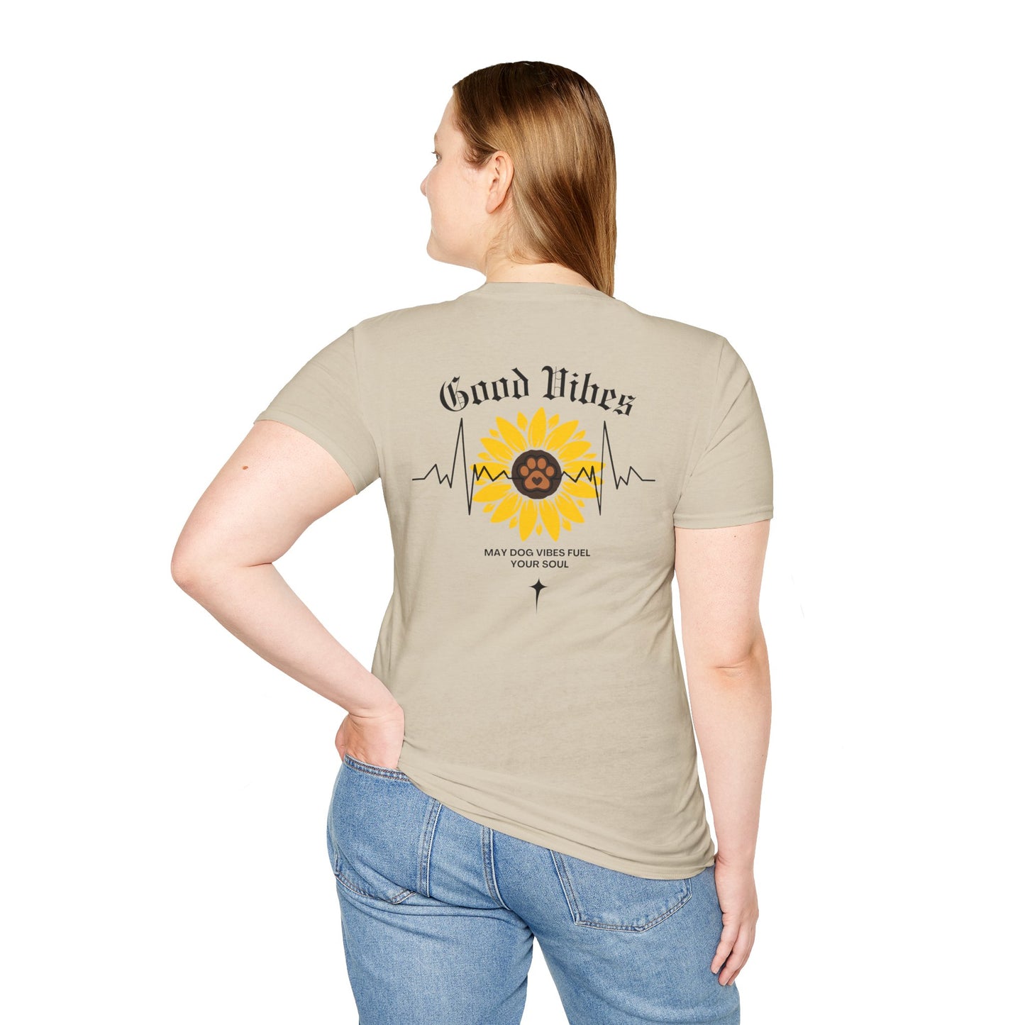 Sunflower Paw Print Good Vibes Unisex T-Shirt