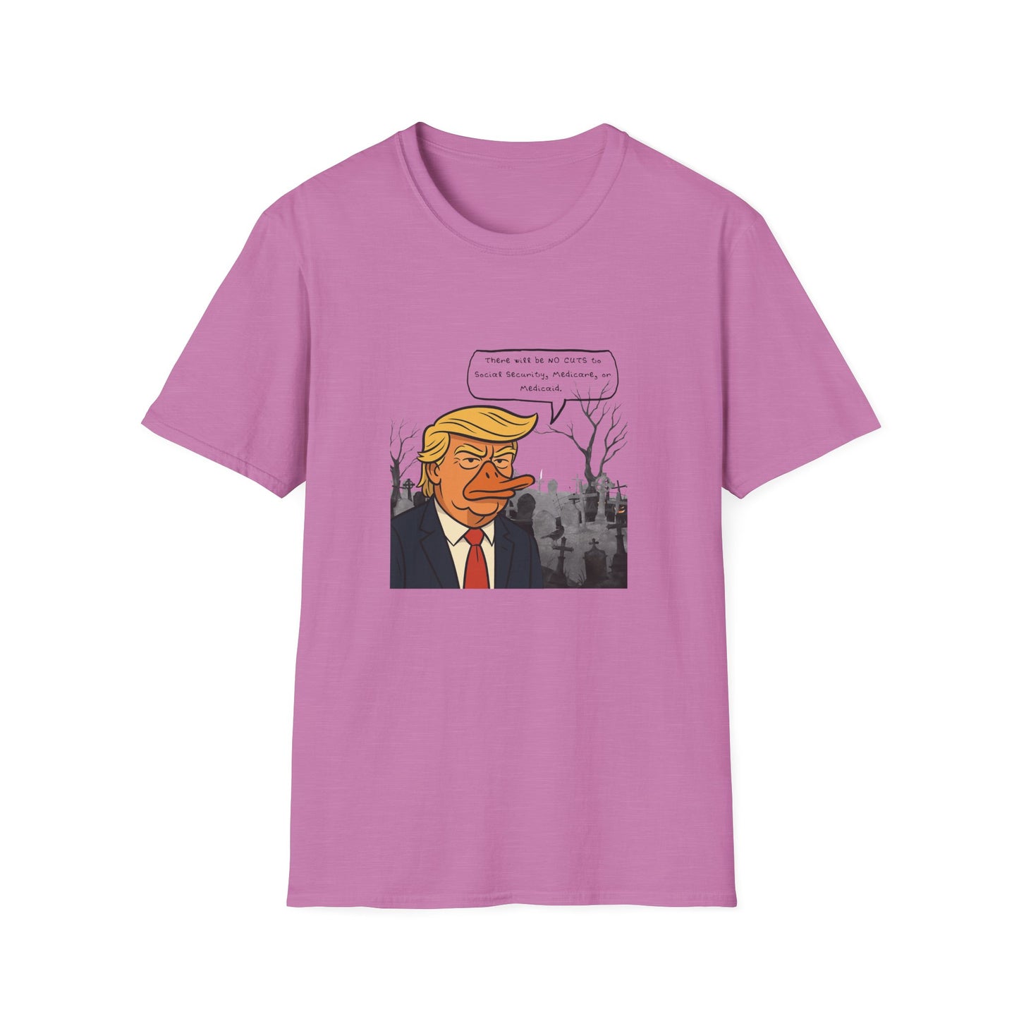 Duckbill Trump Unisex T-Shirt, Satirical Political Tee, Funny Trump Duck Shirt, Humorous Trump Parody Top, Softstyle Tee for Trump