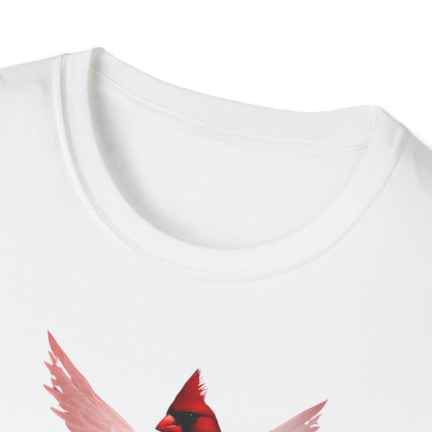 Angels are near, cardinals, Cardinal angels missing a loved one, Unisex Softstyle T-Shirt
