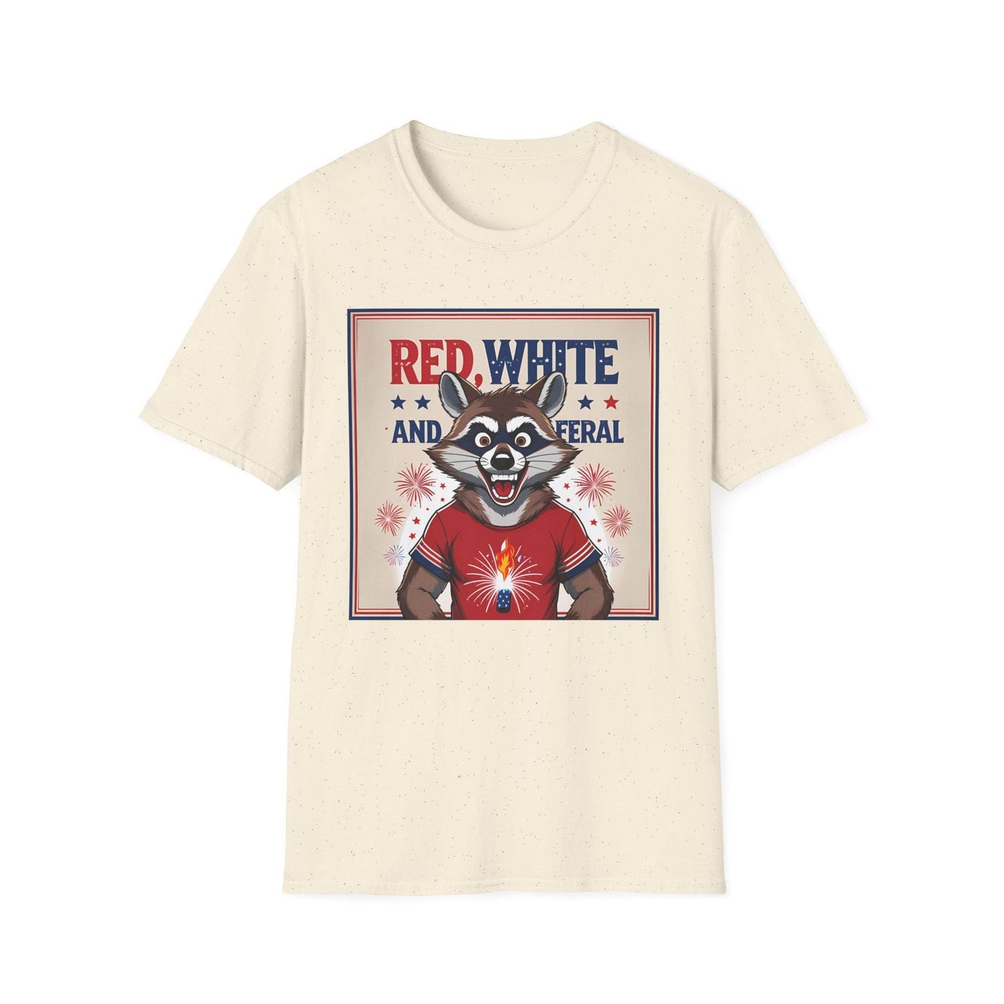 Racoon Independence Day T-Shirt, 4th of July Shirt, Red White Feral Tee, Unisex Softstyle Top, Animal Lover Gift