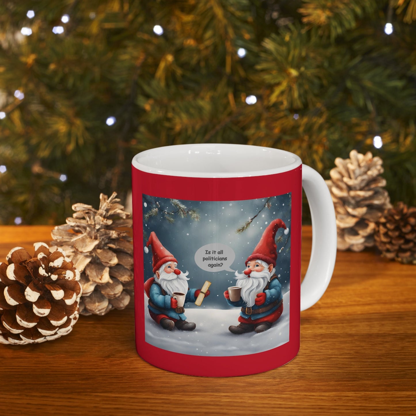 Naughty list update, Christmas gnomes, political satire, guilty politicians, Democrat gift, Republican gift,  Ceramic Mug 11oz