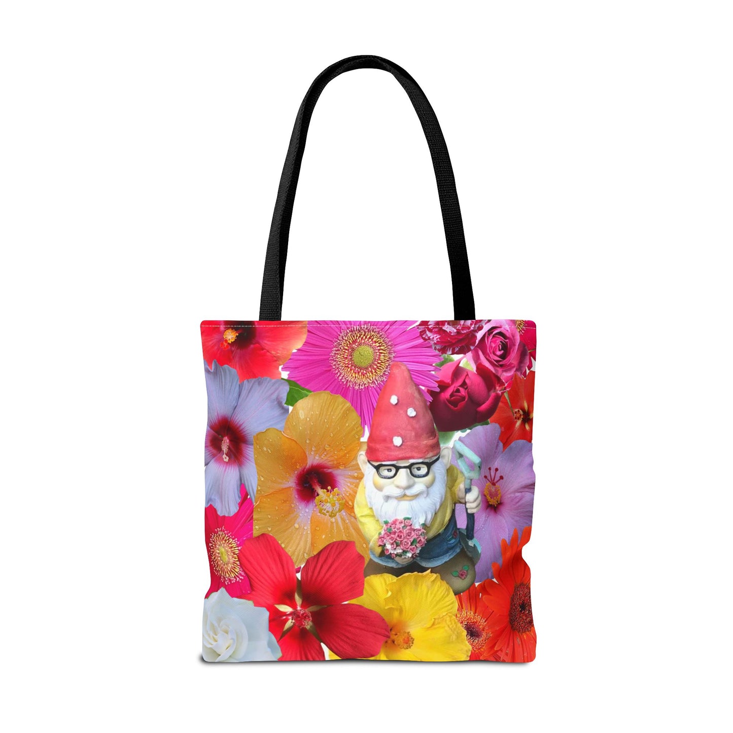 Whimsical Floral Gnome Tote Bag, Colorful Shopping Bag, Garden Lover Gift, Eco-Friendly Tote, Summer Vibes, Unique Birthday Present