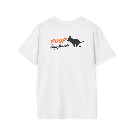 Laughing Dog Goods Poop Happens Unisex Soft style T-Shirt, Cute Emblem, Healthy Life Fact, Poop Happens Design, Dog Pooping Silhouette, Funny Tee, Comfy