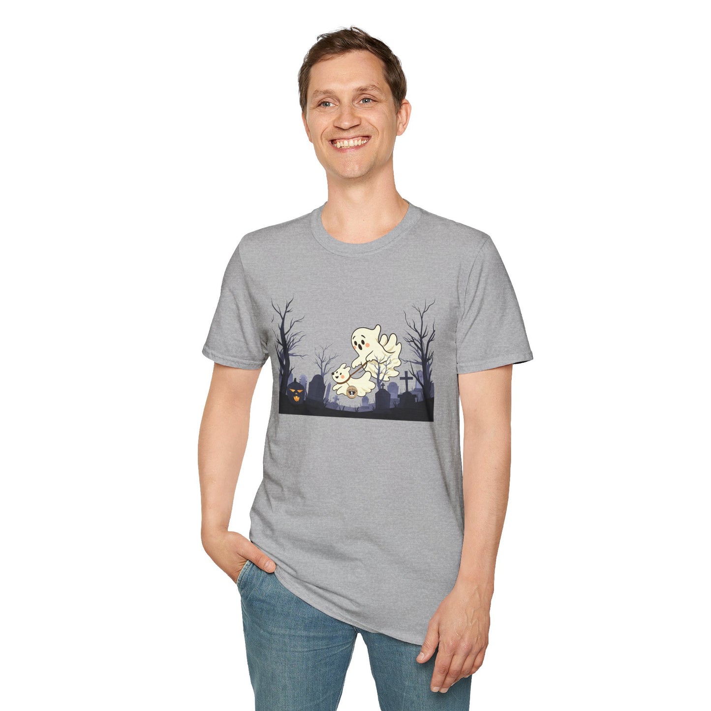 Halloween Cemetery Dog Walking Unisex T-Shirt
