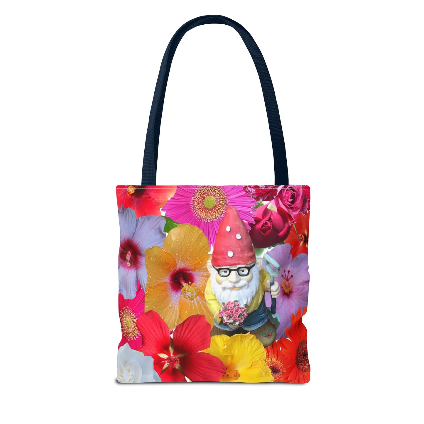 Whimsical Floral Gnome Tote Bag, Colorful Shopping Bag, Garden Lover Gift, Eco-Friendly Tote, Summer Vibes, Unique Birthday Present