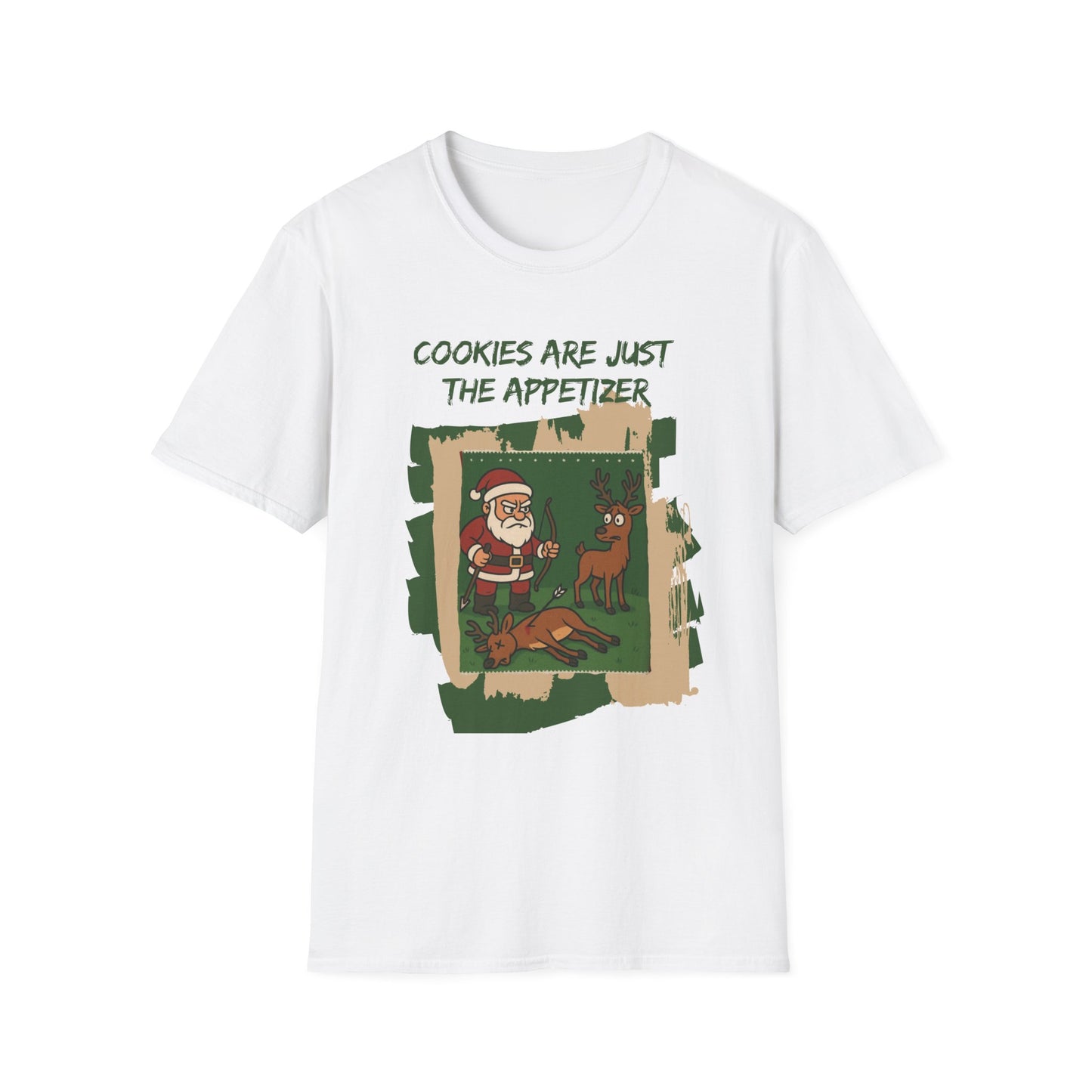 Funny Christmas Unisex T-Shirt - Santa Hunting Reindeer