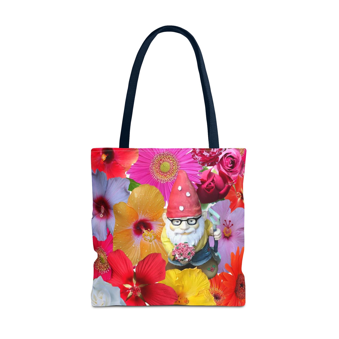 Whimsical Floral Gnome Tote Bag, Colorful Shopping Bag, Garden Lover Gift, Eco-Friendly Tote, Summer Vibes, Unique Birthday Present