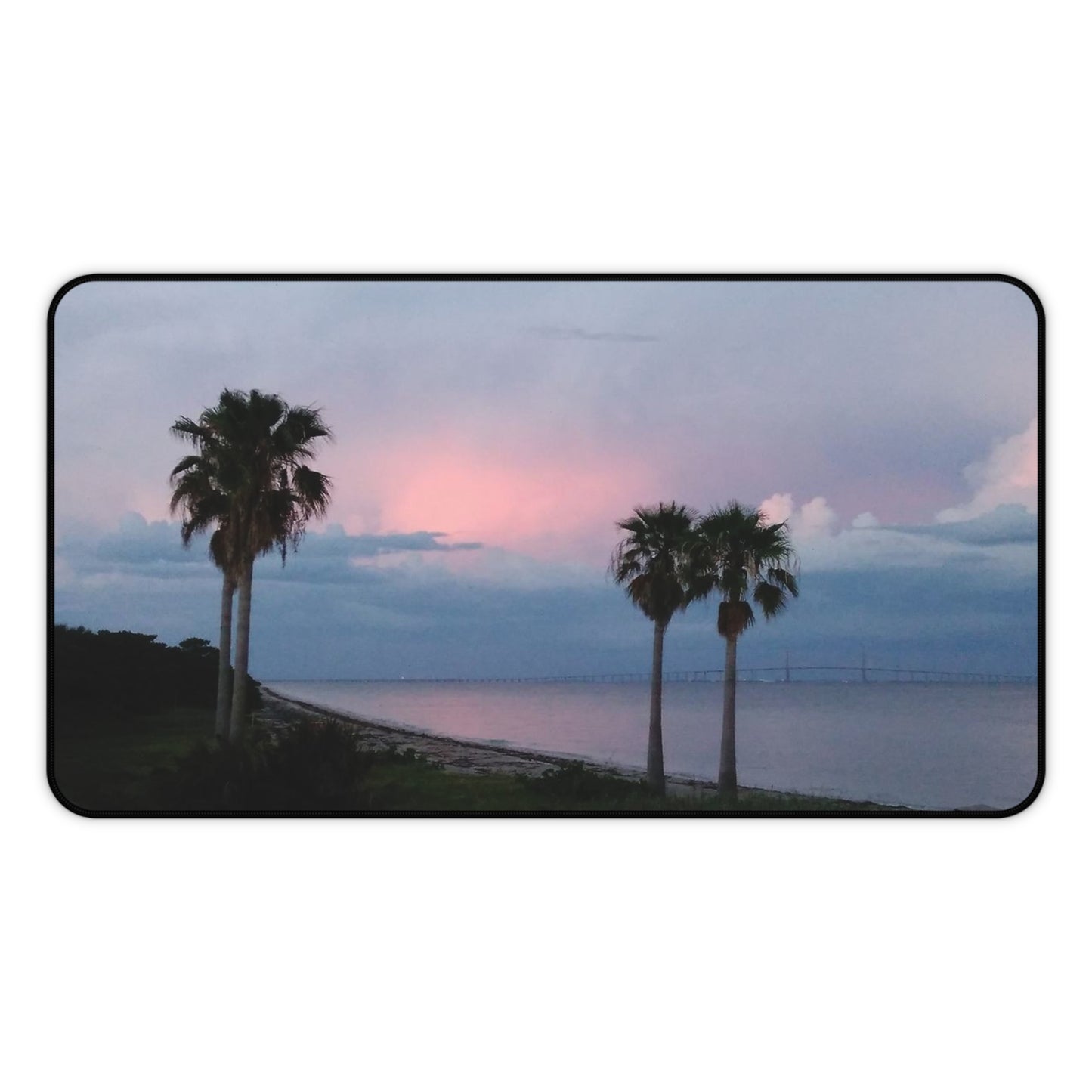 Desk Mat, Palm Trees on the Beach at Sunset - Tropical Office Decor, Work from Home Gift, Desk Accessories, Mouse Pad, Computer Pad