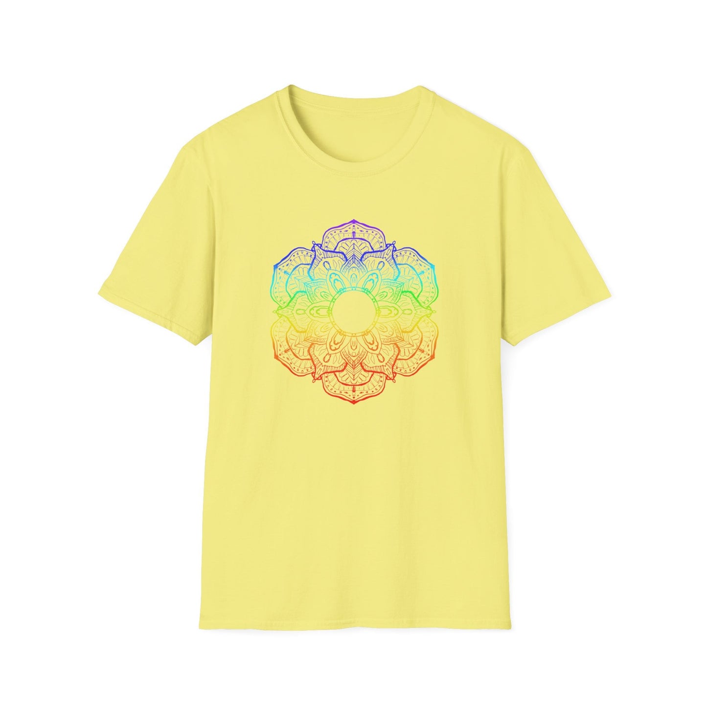 Heart Chakra, heart chakra rainbow tee, symbol of change, symbol of transformation, Unisex Softstyle T-Shirt