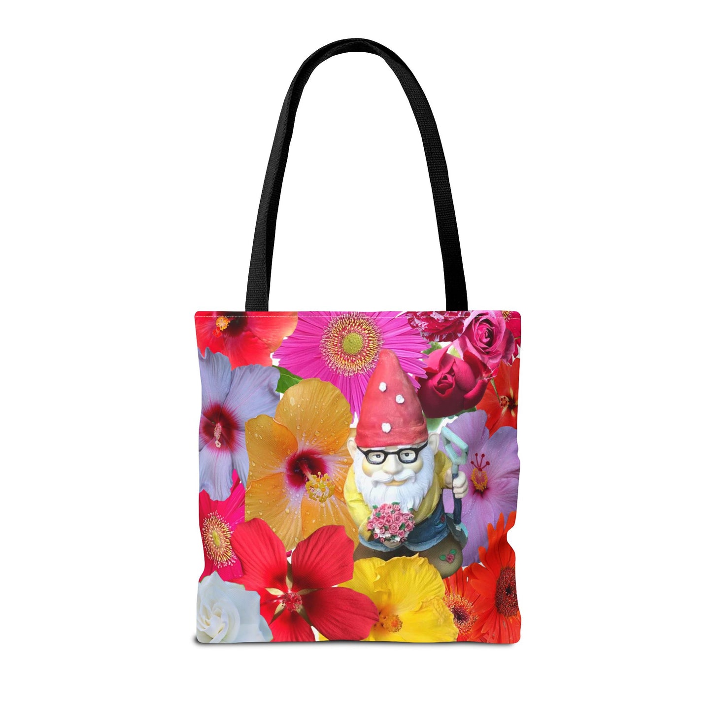 Whimsical Floral Gnome Tote Bag, Colorful Shopping Bag, Garden Lover Gift, Eco-Friendly Tote, Summer Vibes, Unique Birthday Present