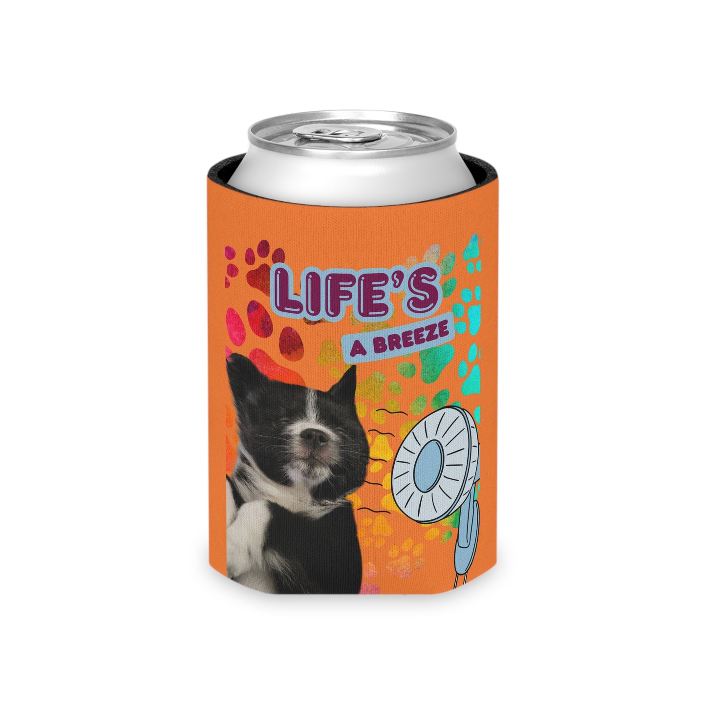 Life's a breeze with this fun Pet Photo Can Cooler, Dog Lover Gift, Colorful Beverage Holder, BBQ Accessory, Summer Party Favor
