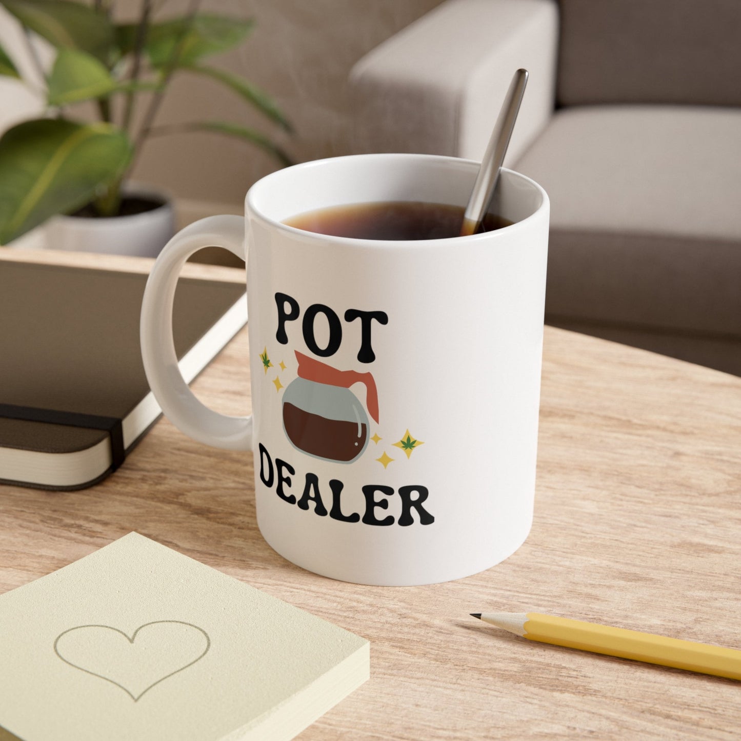 Pot dealer mug, White Ceramic Mug, 11oz