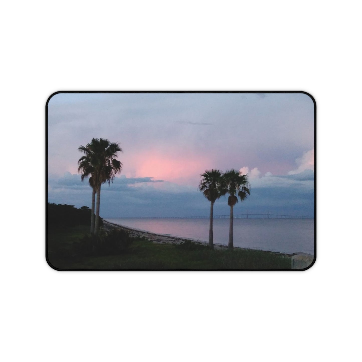 Desk Mat, Palm Trees on the Beach at Sunset - Tropical Office Decor, Work from Home Gift, Desk Accessories, Mouse Pad, Computer Pad