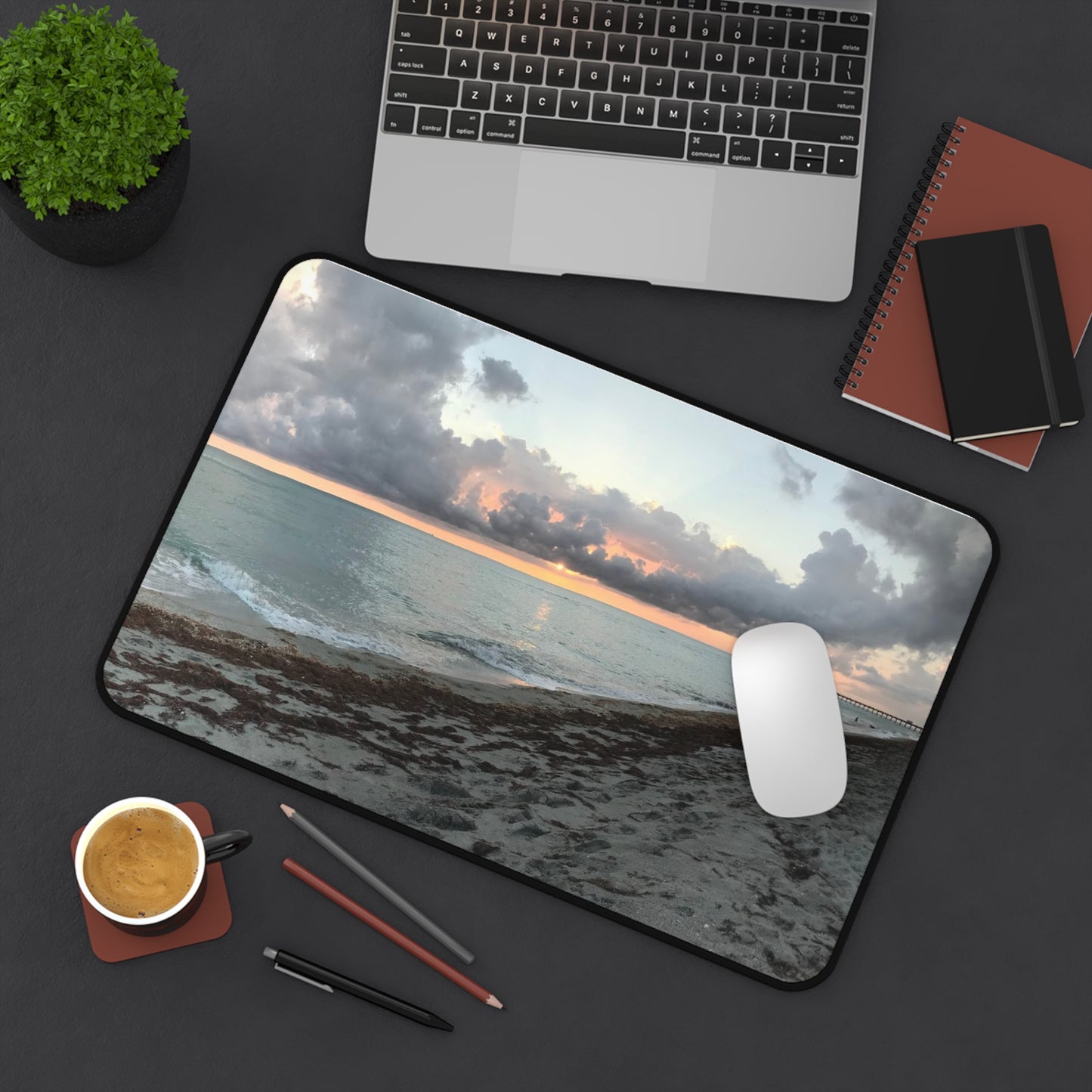 Coastal Sunset Desk Mat - Beach Vibes for Home Office, Coastal Decor, Gift for Ocean Lovers, Work Station Accessories