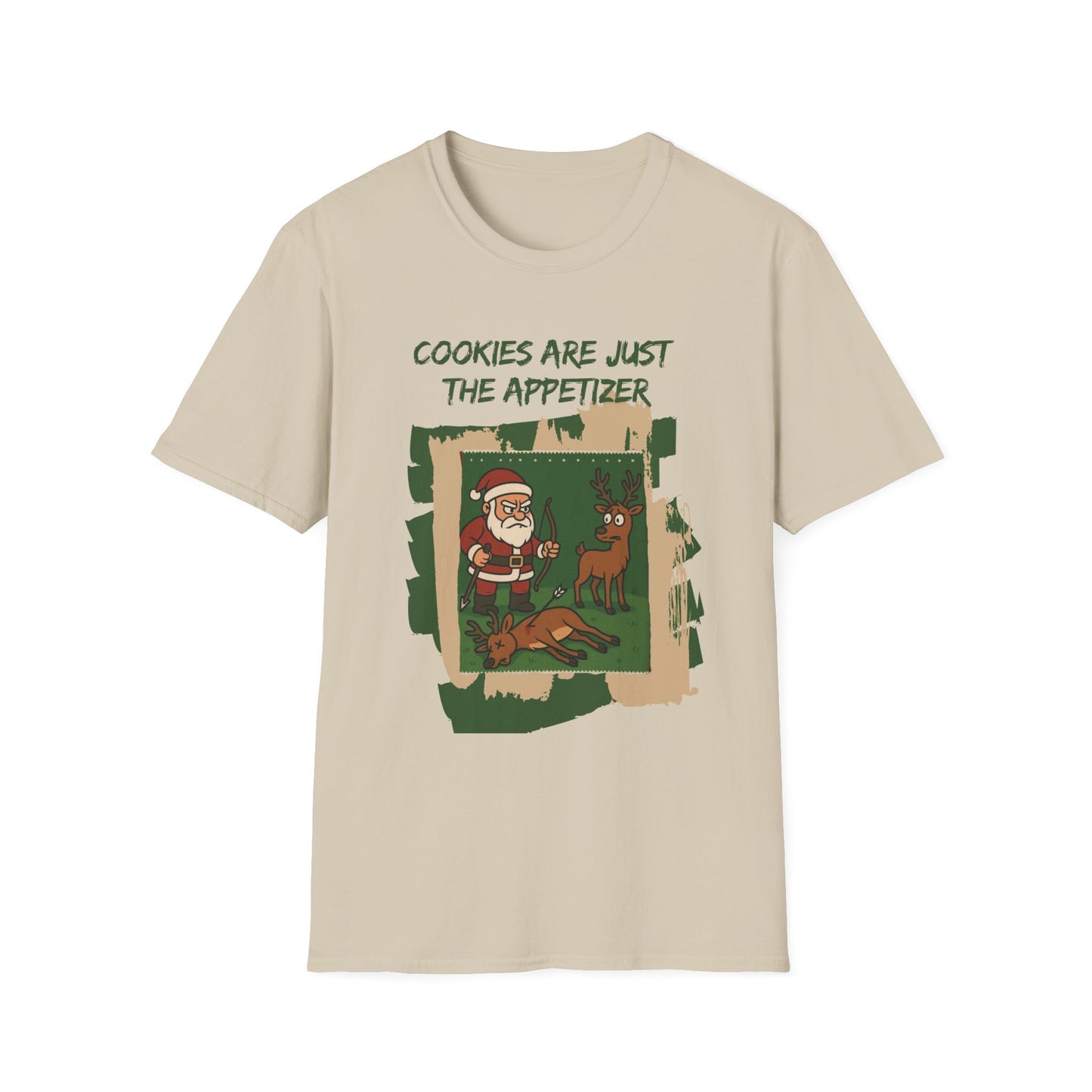 Funny Christmas Unisex T-Shirt - Santa Hunting Reindeer