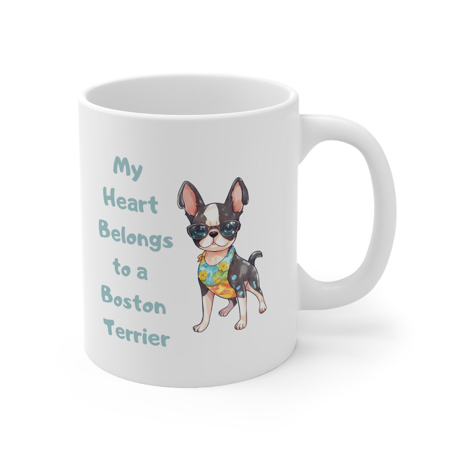My heart belongs to a Boston Terrier Mug, Ceramic Mug, boston terrier coffee mug dog lover, boston terrier gift
