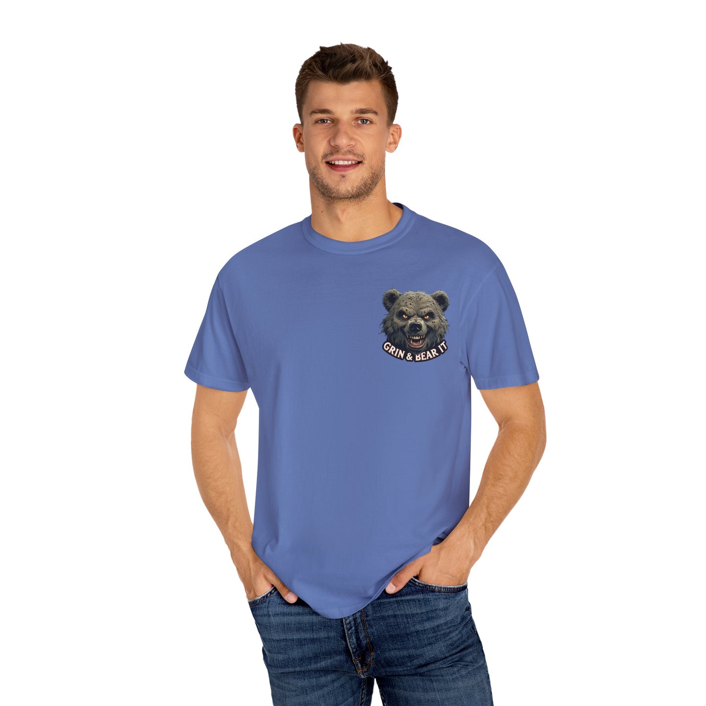 Climate Change Satirical Grin and Bear It T-shirt, Toxic Grinning Bear Tee, Environmental Disaster Shirt, Activist Conservation Apparel