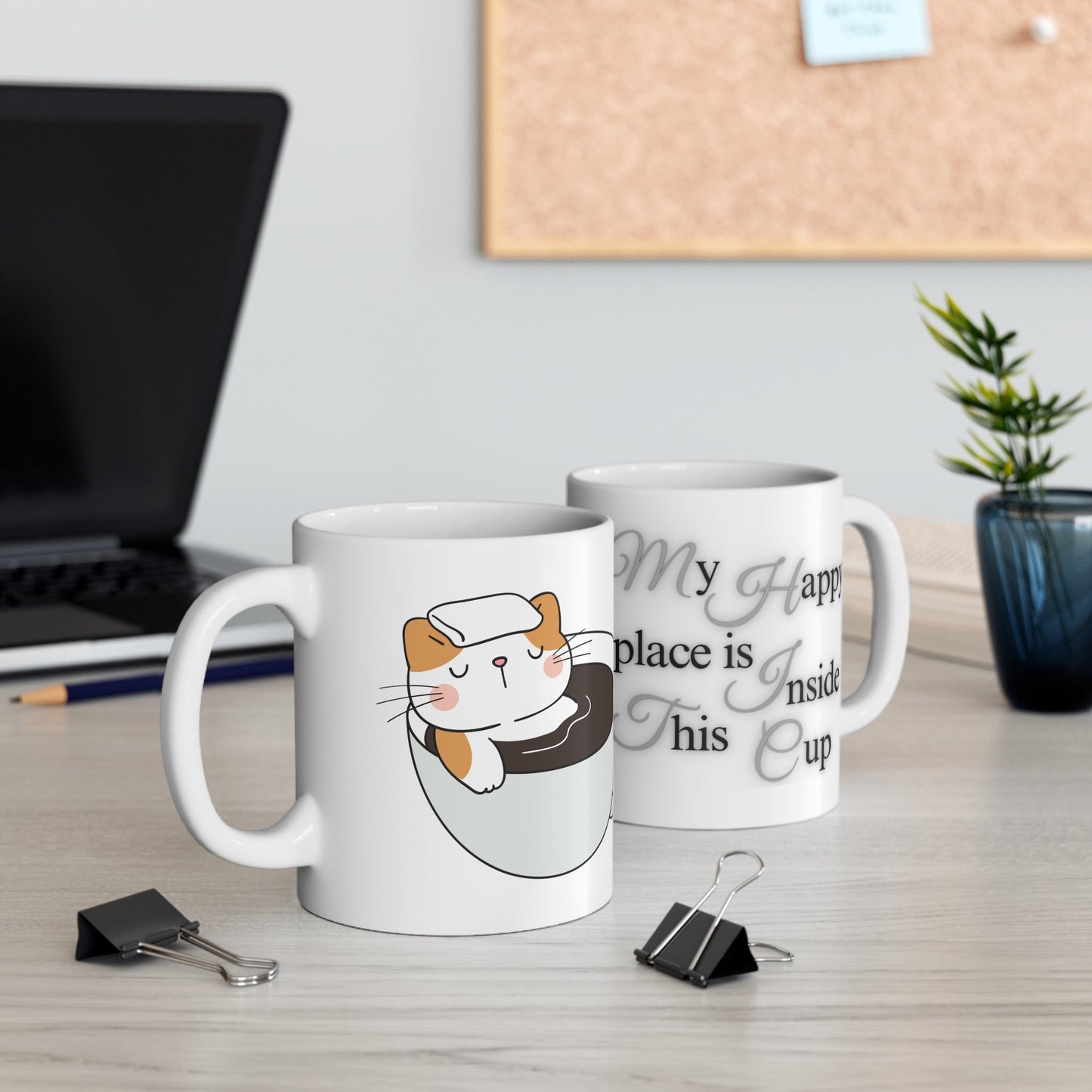 happy place mug, coffee is my happy place, coffee lover gift, cat and coffee lover gift
