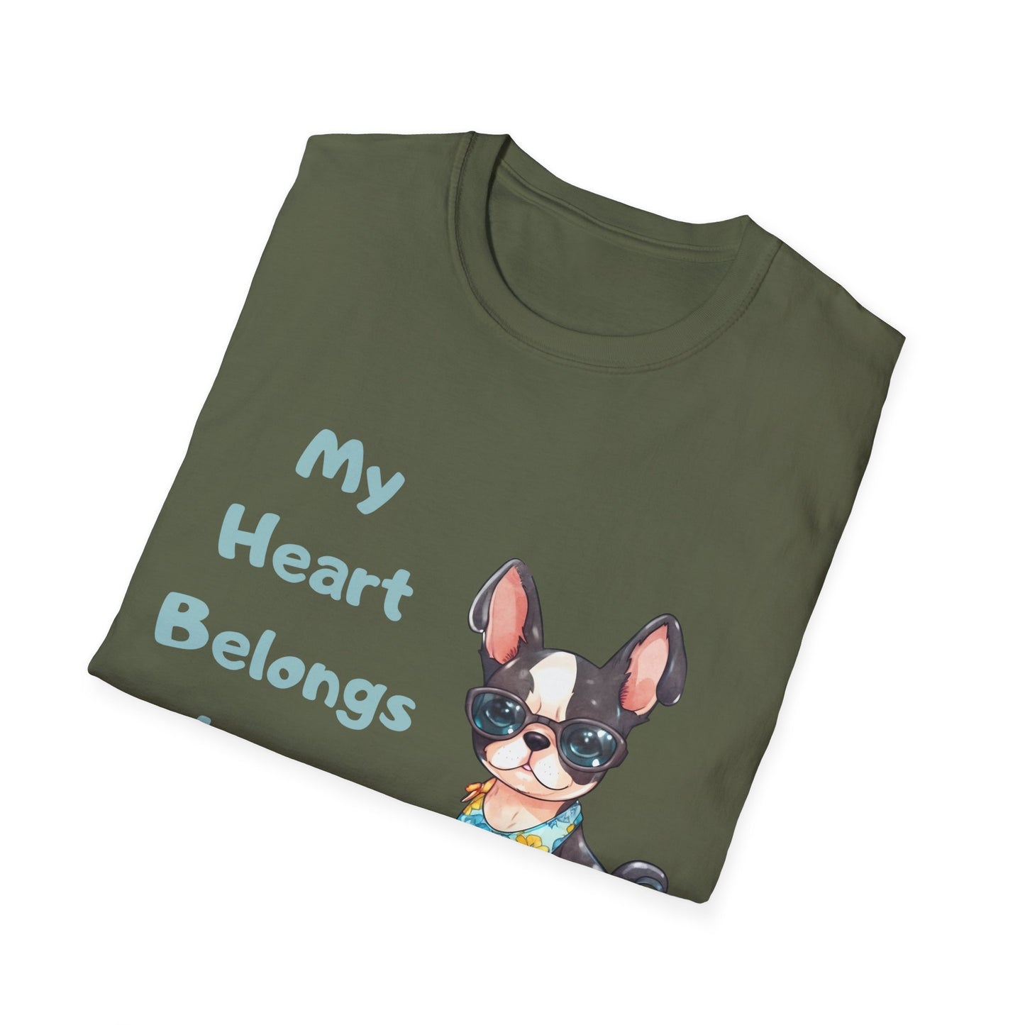 Boston Terrier Unisex T-Shirt - My Heart Belongs to a Boston Terrier