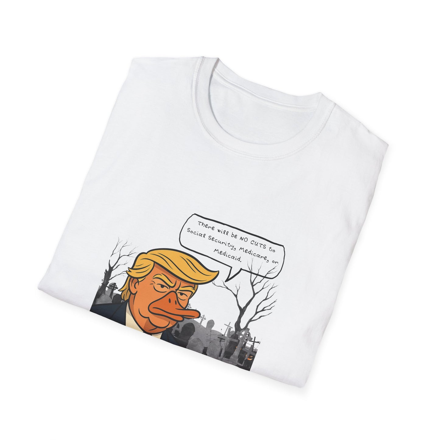 Duckbill Trump Unisex T-Shirt, Satirical Political Tee, Funny Trump Duck Shirt, Humorous Trump Parody Top, Softstyle Tee for Trump