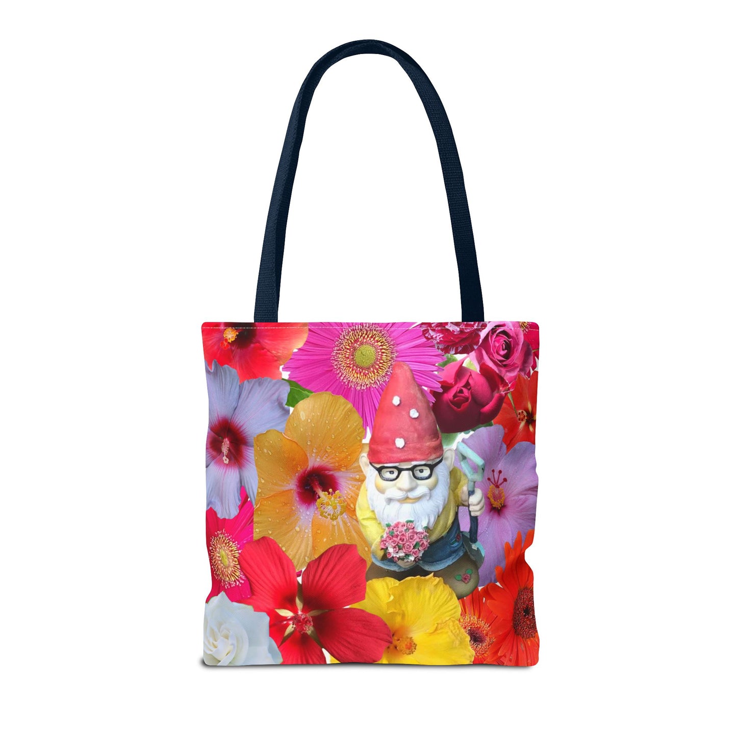 Whimsical Floral Gnome Tote Bag, Colorful Shopping Bag, Garden Lover Gift, Eco-Friendly Tote, Summer Vibes, Unique Birthday Present
