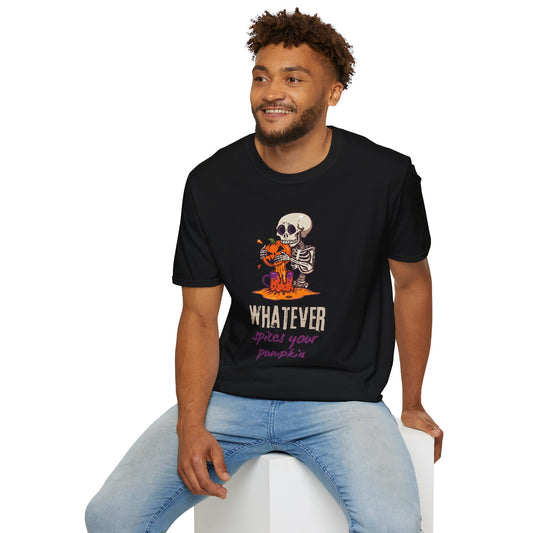 Funny Halloween Skeleton Pumpkin Spice Lover Unisex Softstyle Tee Shirt, Tee, Tshirt, Halloween Shirt, Pumpkin Spice,
