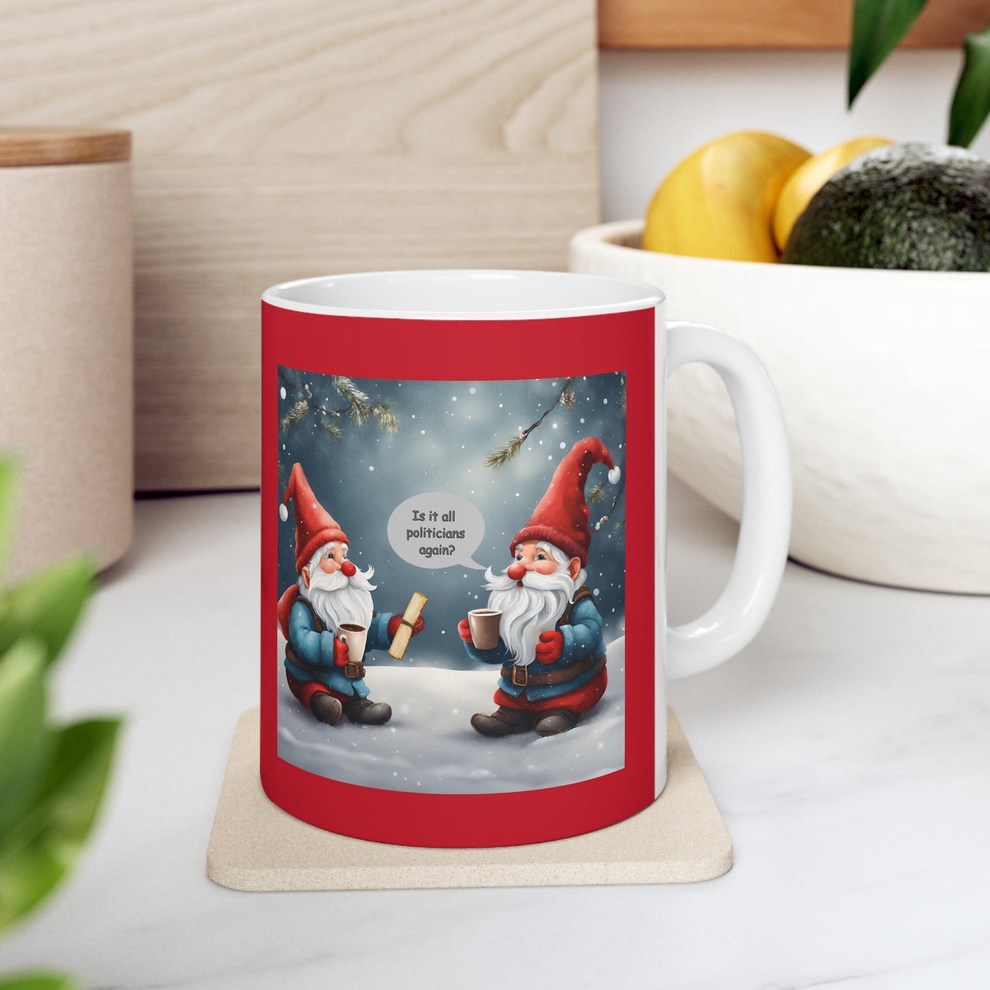 Naughty list update, Christmas gnomes, political satire, guilty politicians, Democrat gift, Republican gift,  Ceramic Mug 11oz