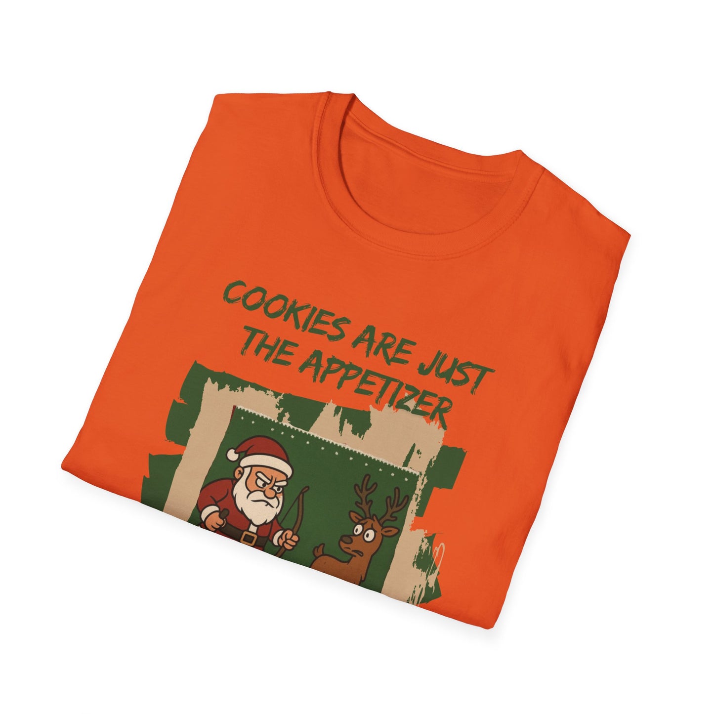 Funny Christmas Unisex T-Shirt - Santa Hunting Reindeer