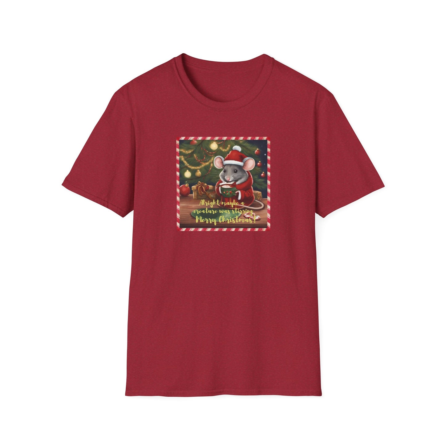 Christmas Mouse Unisex T-Shirt - Not a Creature Was Stirring Design