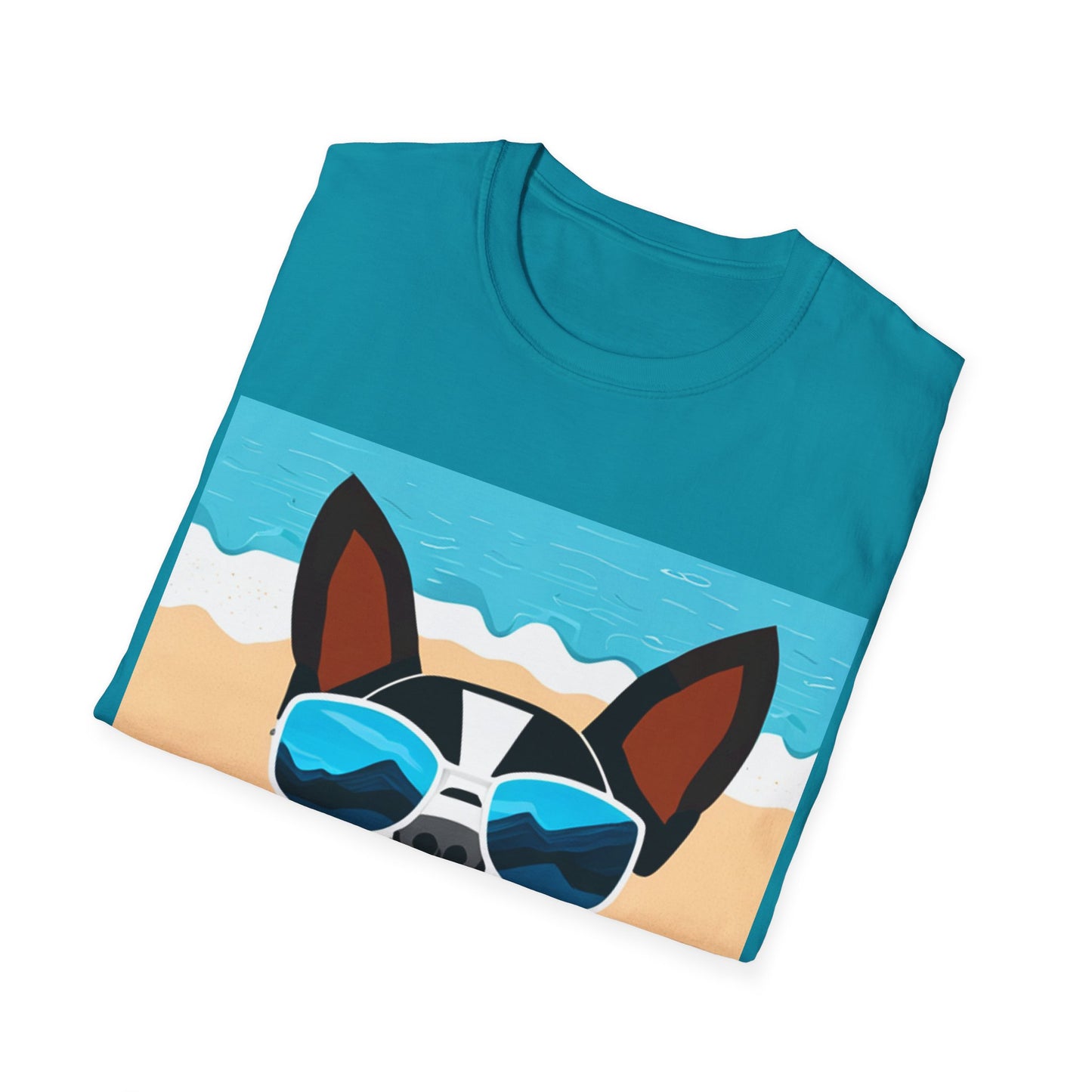 Dog Beach Unisex T-Shirt - Cute Boston Terrier Design