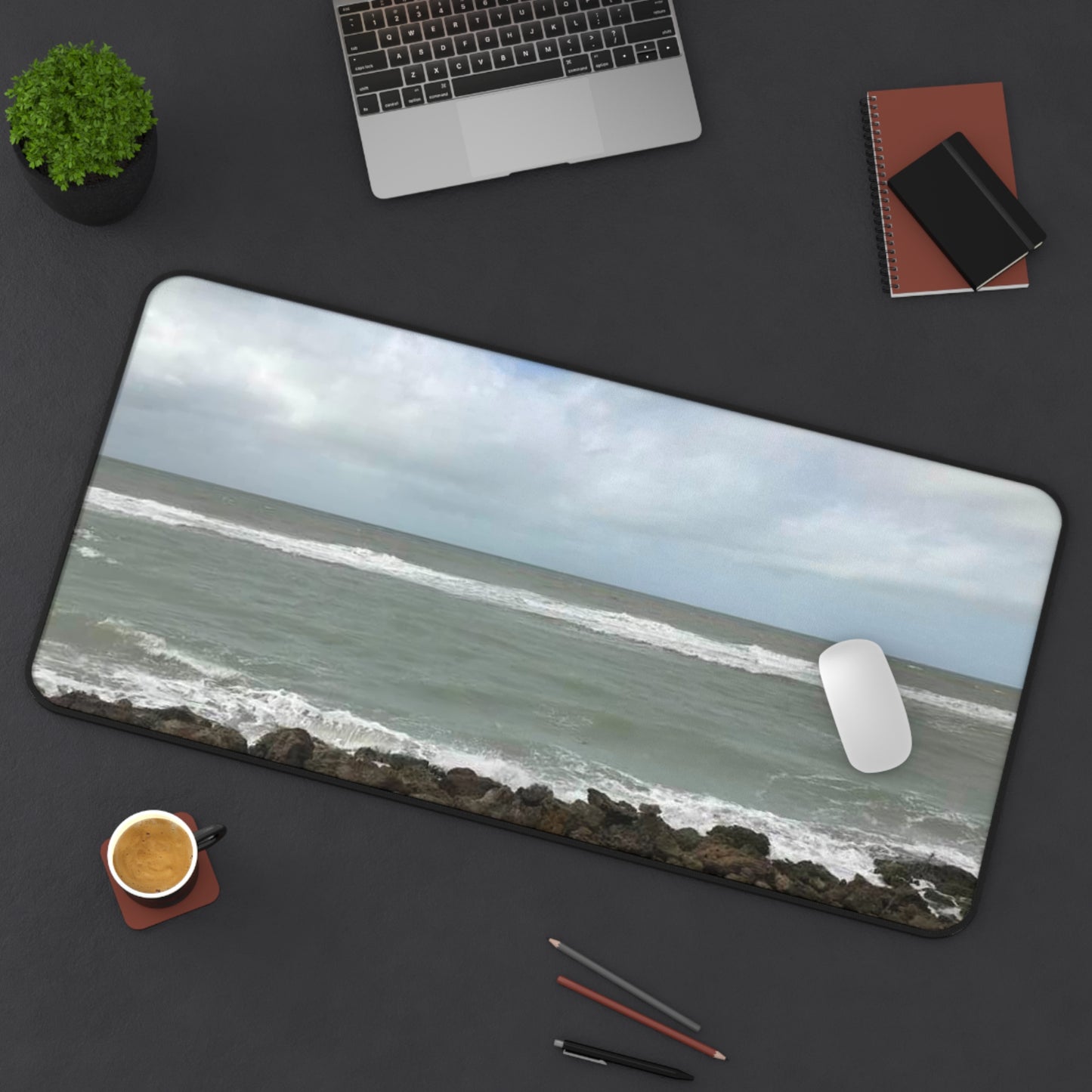 Ocean View Desk Mat - Coastal Work Space Decor, Beach Office Accessories, Nautical Gift, Home Office Essentials, Desk Protector