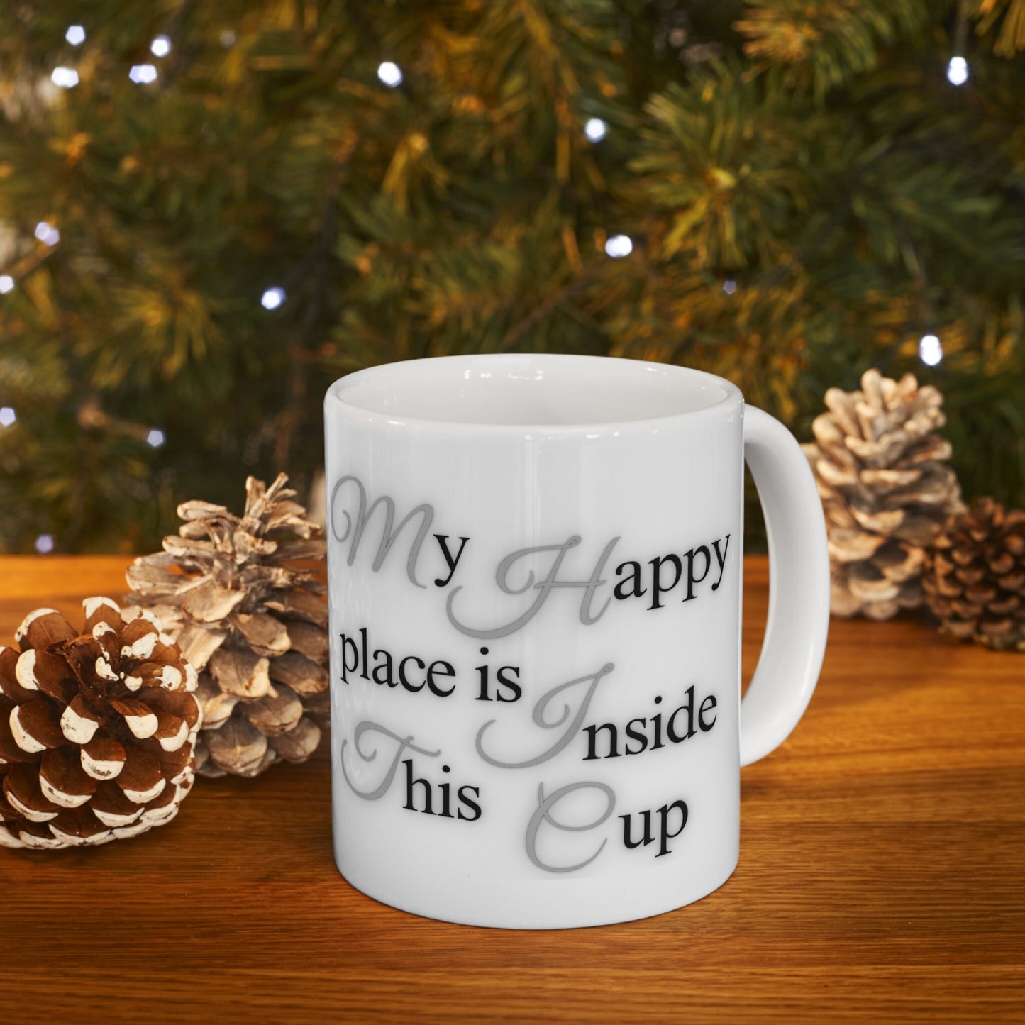 happy place mug, coffee is my happy place, coffee lover gift, cat and coffee lover gift