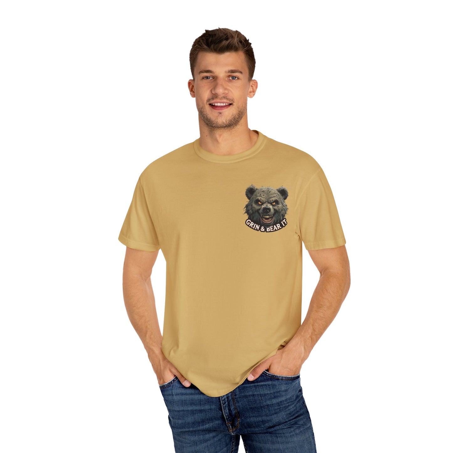 Climate Change Satirical Grin and Bear It T-shirt, Toxic Grinning Bear Tee, Environmental Disaster Shirt, Activist Conservation Apparel
