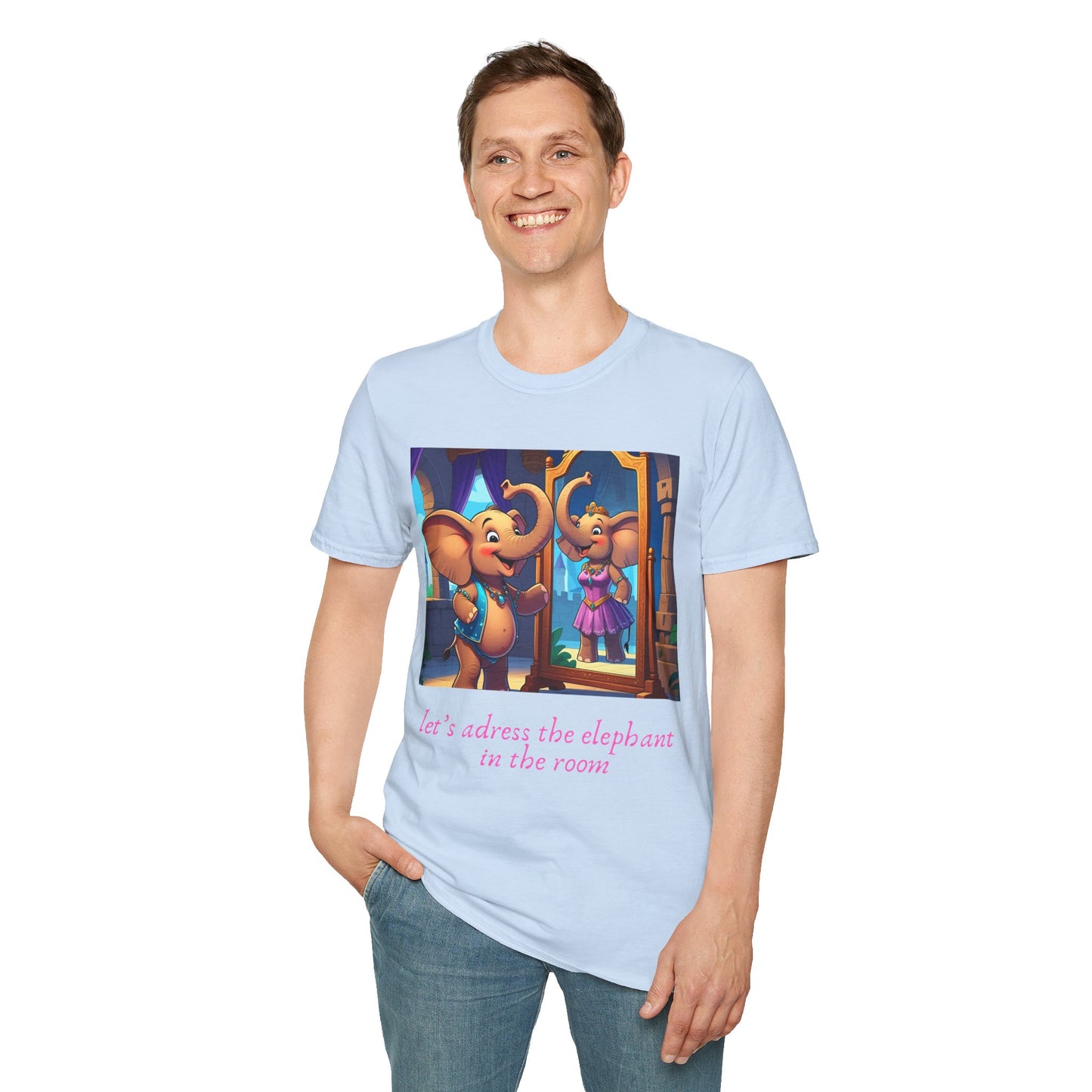 Elephant in the Room T-Shirt - Fun Unisex Softstyle Tee, Inspirational Shirt, Cute Animal Top, Unique Gift for All Ages